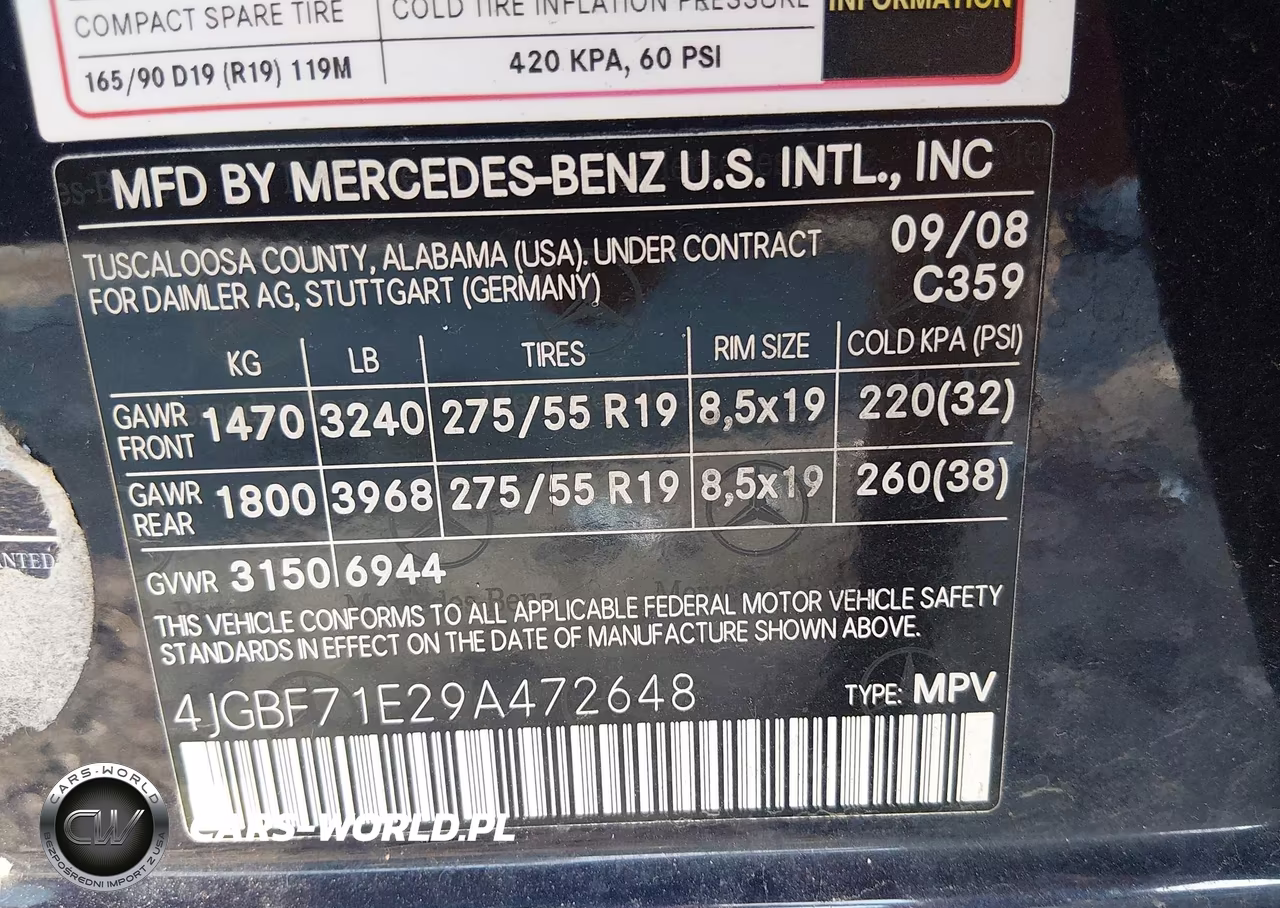 2009 Mercedes-Benz Gl 450 4Matic VIN:4JGBF71E29A472648 - 9