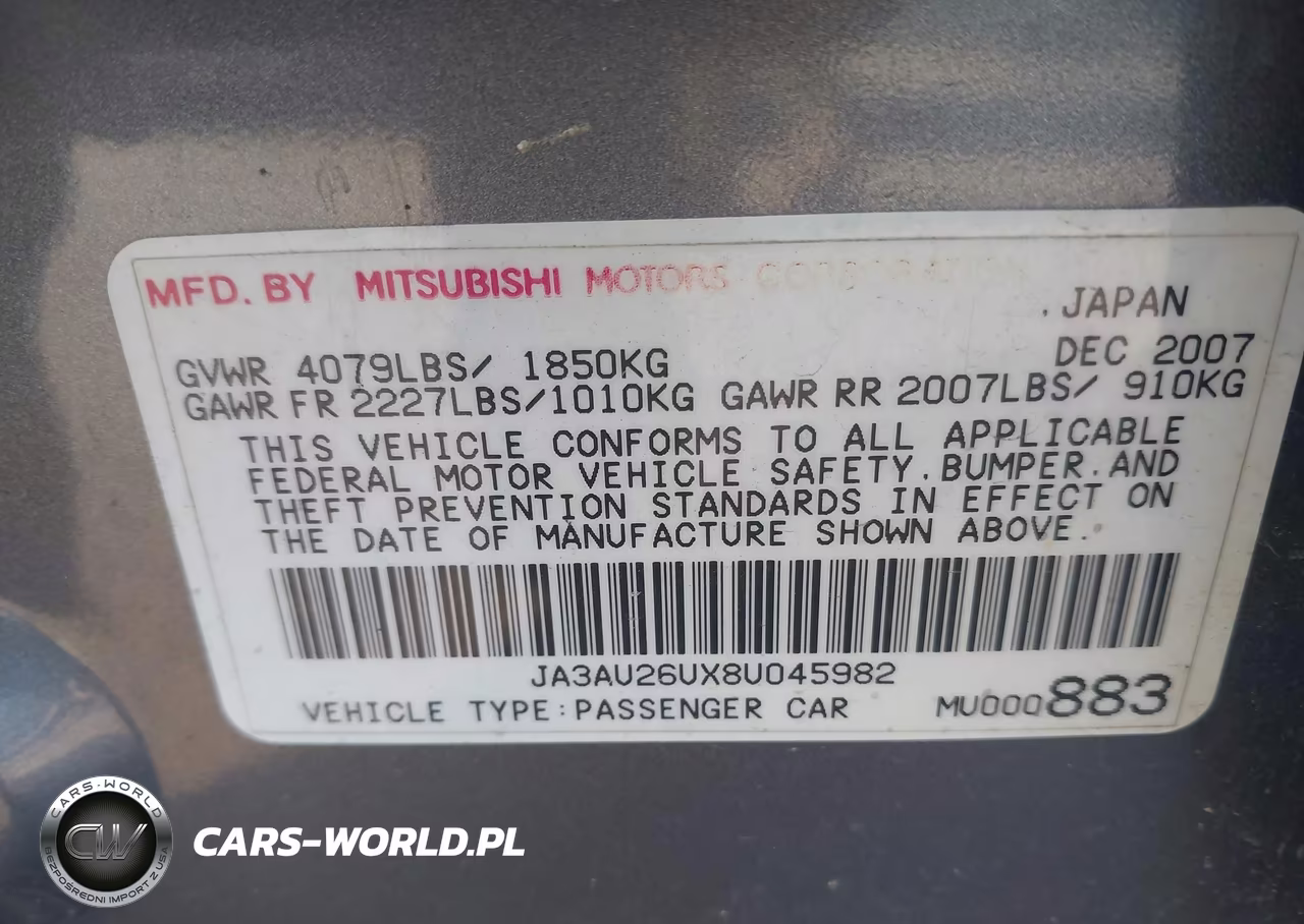 2008 Mitsubishi Lancer De-Es VIN:JA3AU26UX8U045982 - 9