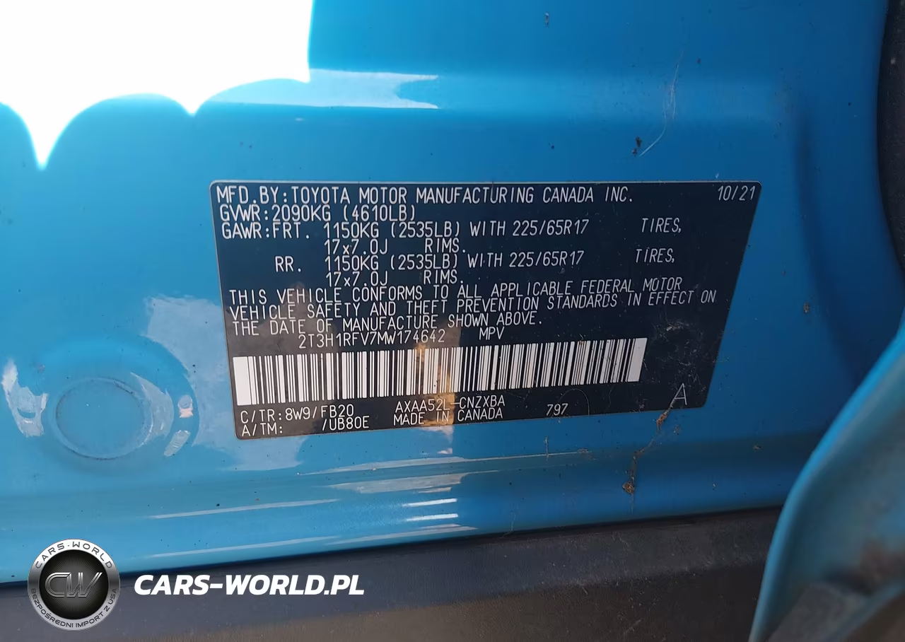 2021 Toyota Rav4 Le VIN:2T3H1RFV7MW174642 - 9