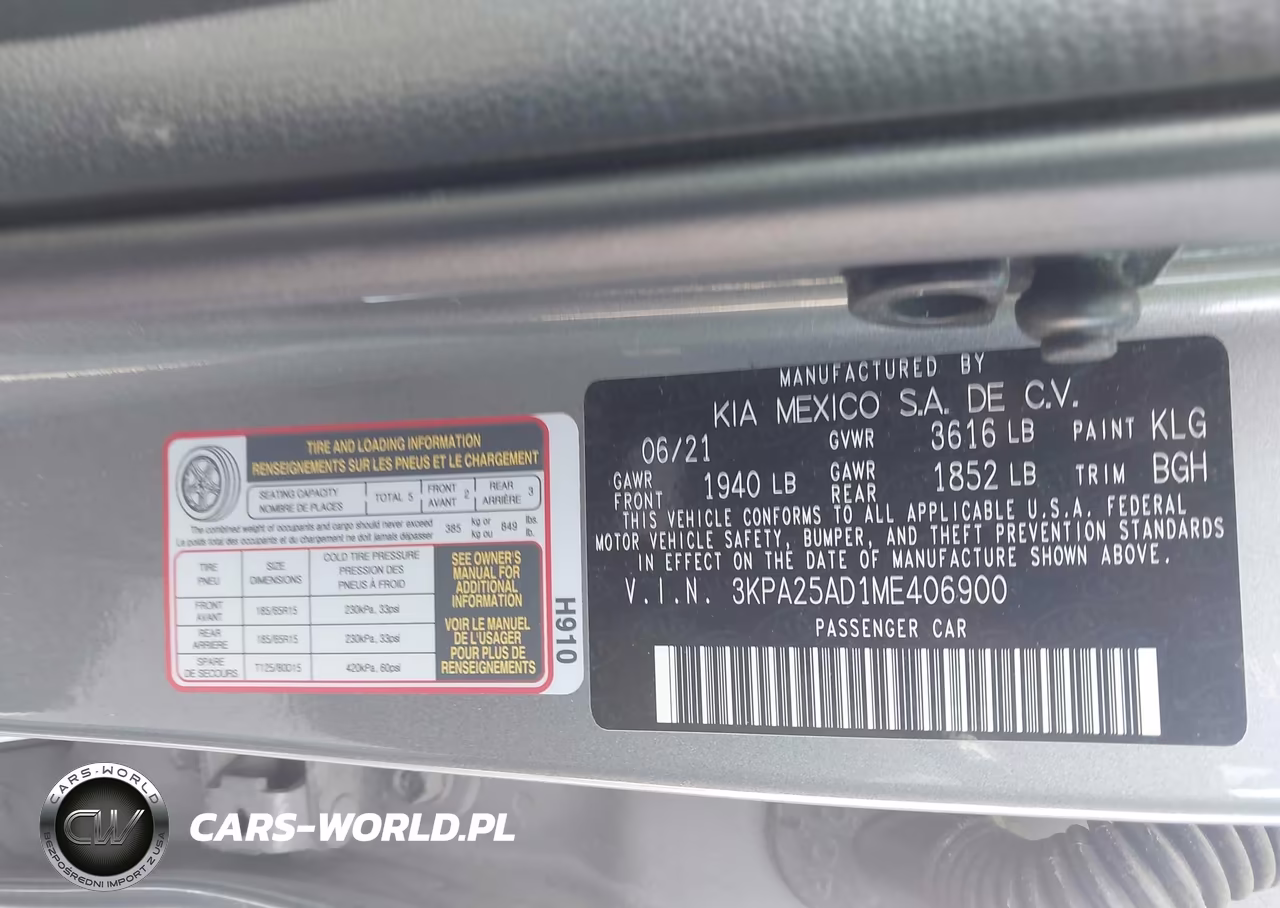 2021 Kia Rio 5-Door S VIN:3KPA25AD1ME406900 - 9