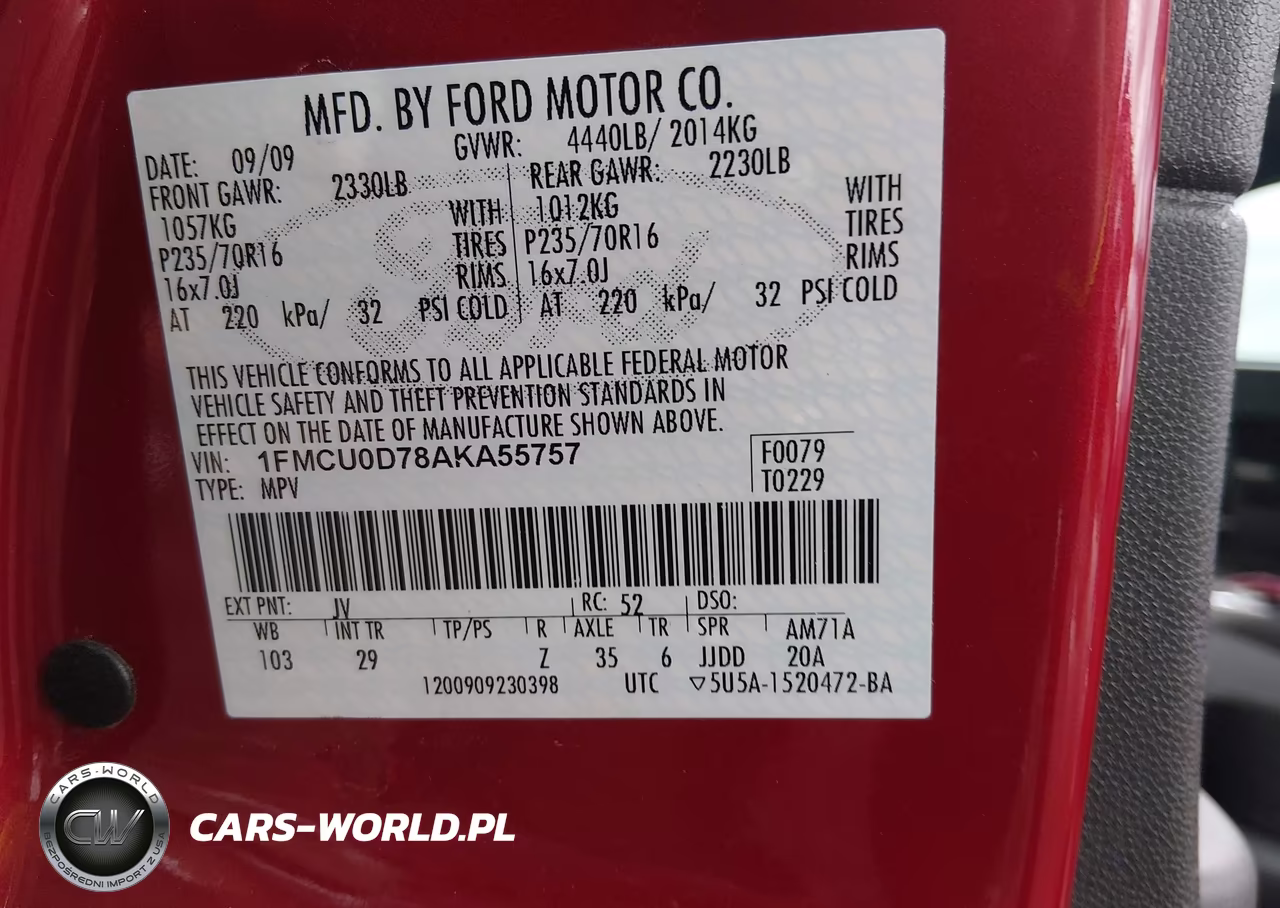 2010 Ford Escape Xlt VIN:1FMCU0D78AKA55757 - 9