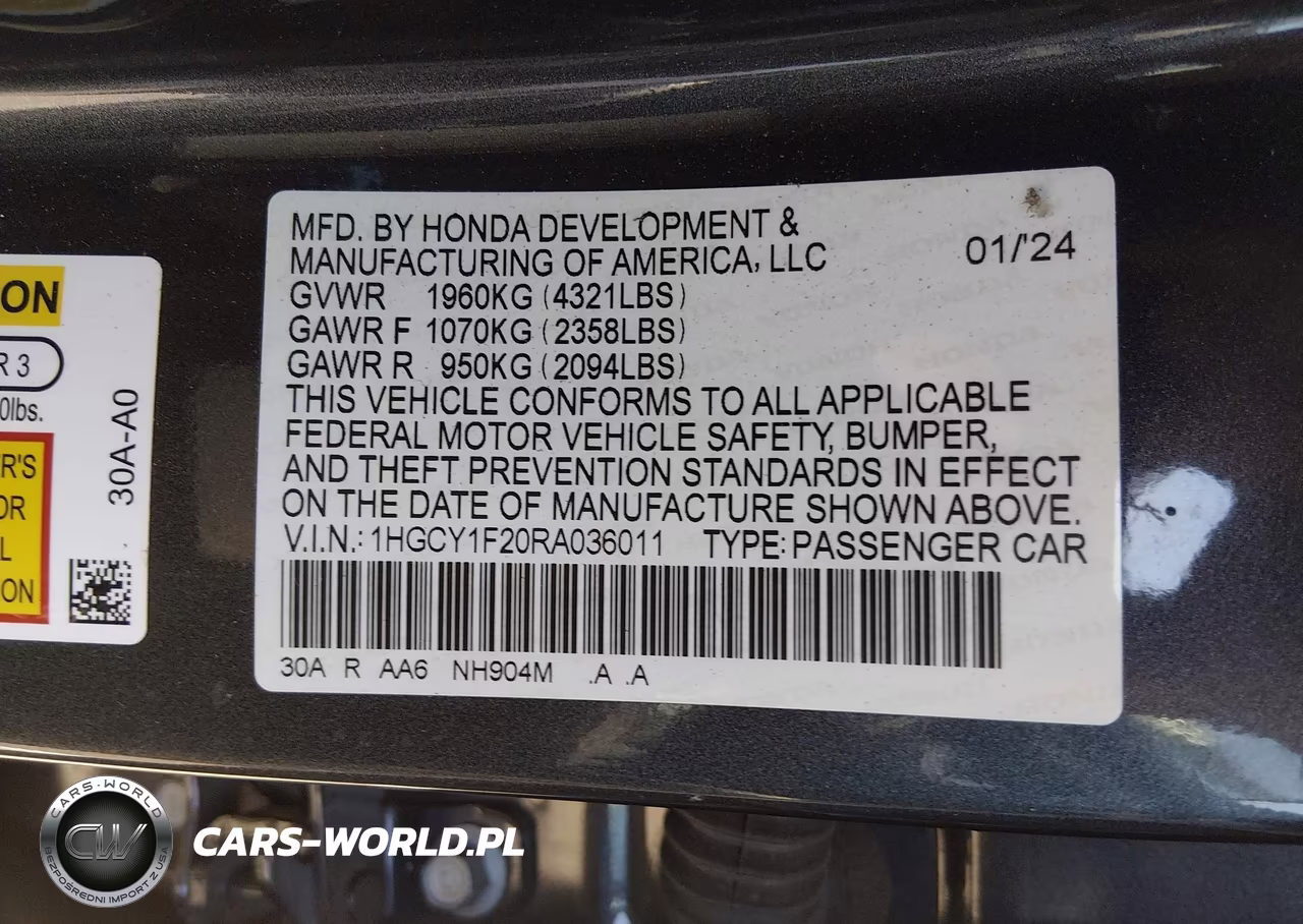 2024 Honda Accord Lx VIN:1HGCY1F20RA036011 - 9