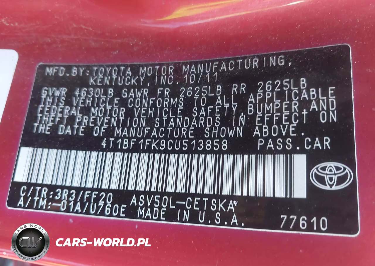 2012 Toyota Camry Se VIN:4T1BF1FK9CU513858 - 9