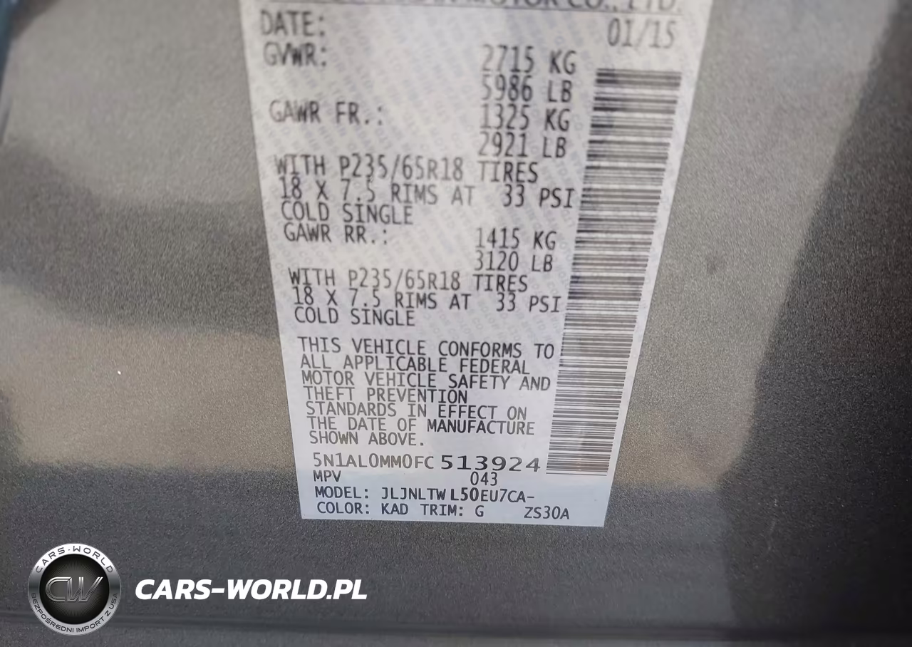 2015 Infiniti Qx60 VIN:5N1AL0MM0FC513924 - 9