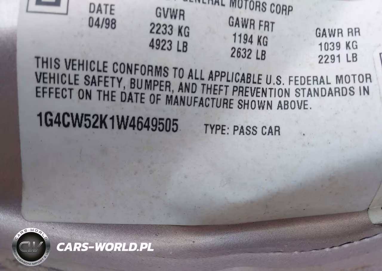 1998 Buick Park Avenue VIN:1G4CW52K1W4649505 - 9