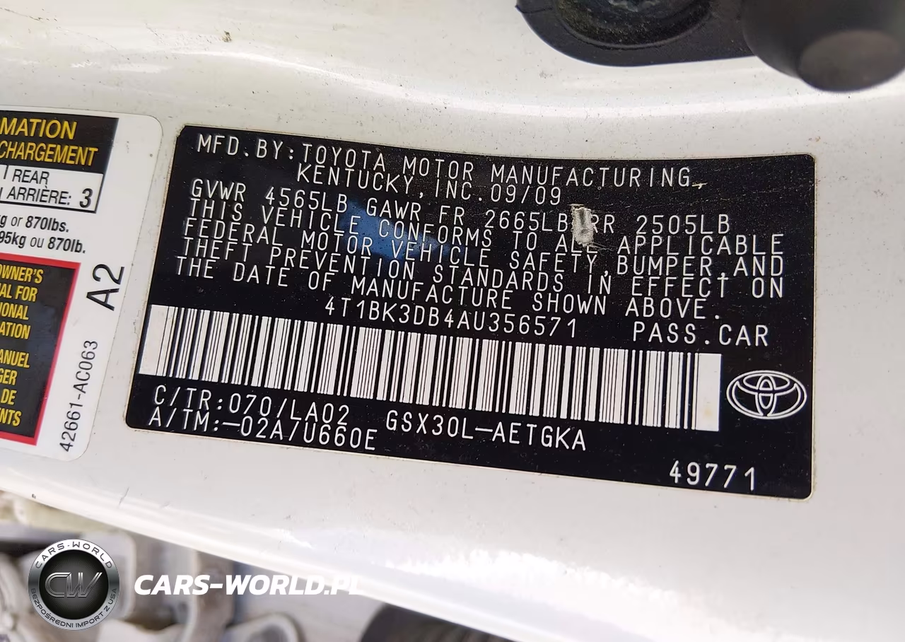 2010 Toyota Avalon Xls VIN:4T1BK3DB4AU356571 - 9