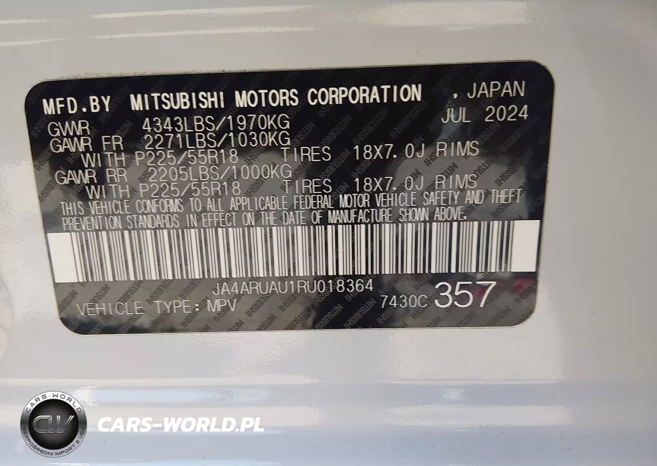 2024 Mitsubishi Outlander Sport 2.0 Es Awc-2.0 Le Awc-2.0 Ralliart Awc-2.0 S Awc-2.0 Se Awc-2.0 Trail Edition Awc VIN:JA4ARUAU1RU018364 - 9