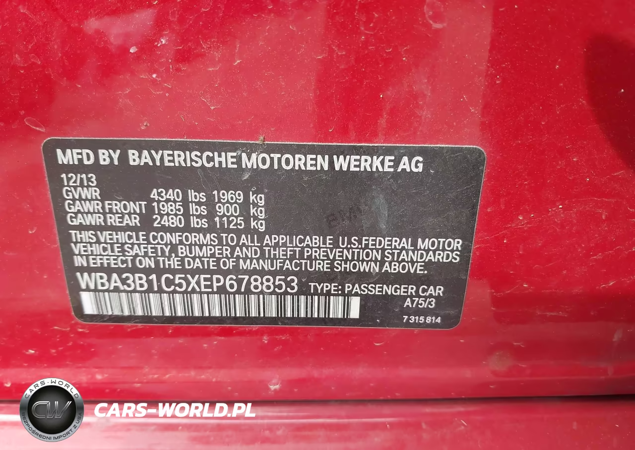 2014 BMW 320I VIN:WBA3B1C5XEP678853 - 9