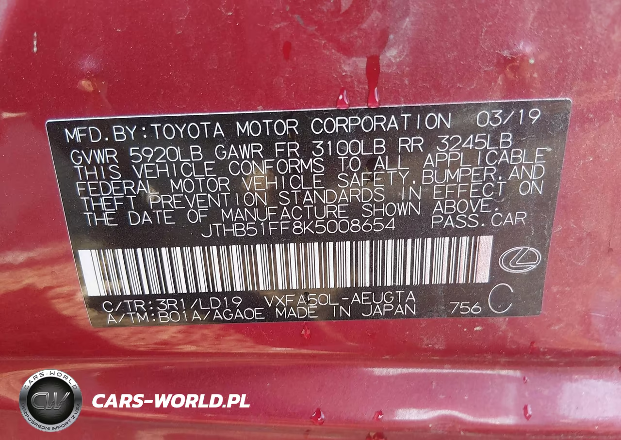 2019 Lexus Ls 500 VIN:JTHB51FF8K5008654 - 9