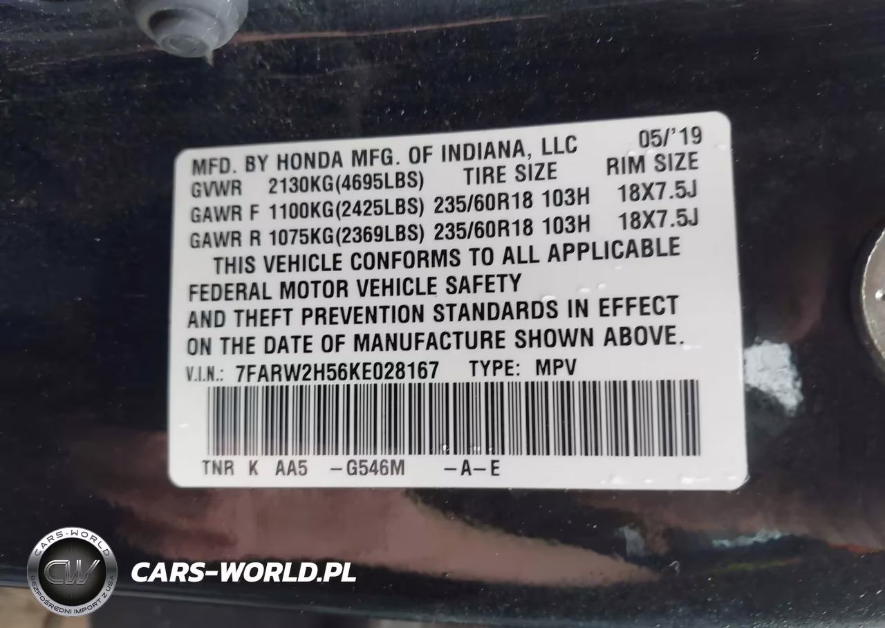 2019 Honda Cr-V Ex VIN:7FARW2H56KE028167 - 9