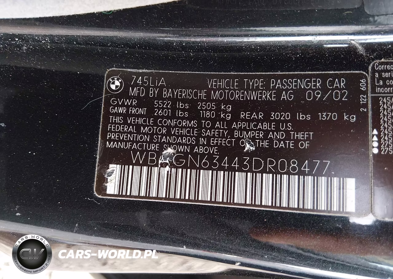 2003 BMW 745Li VIN:WBAGN63443DR08477 - 9