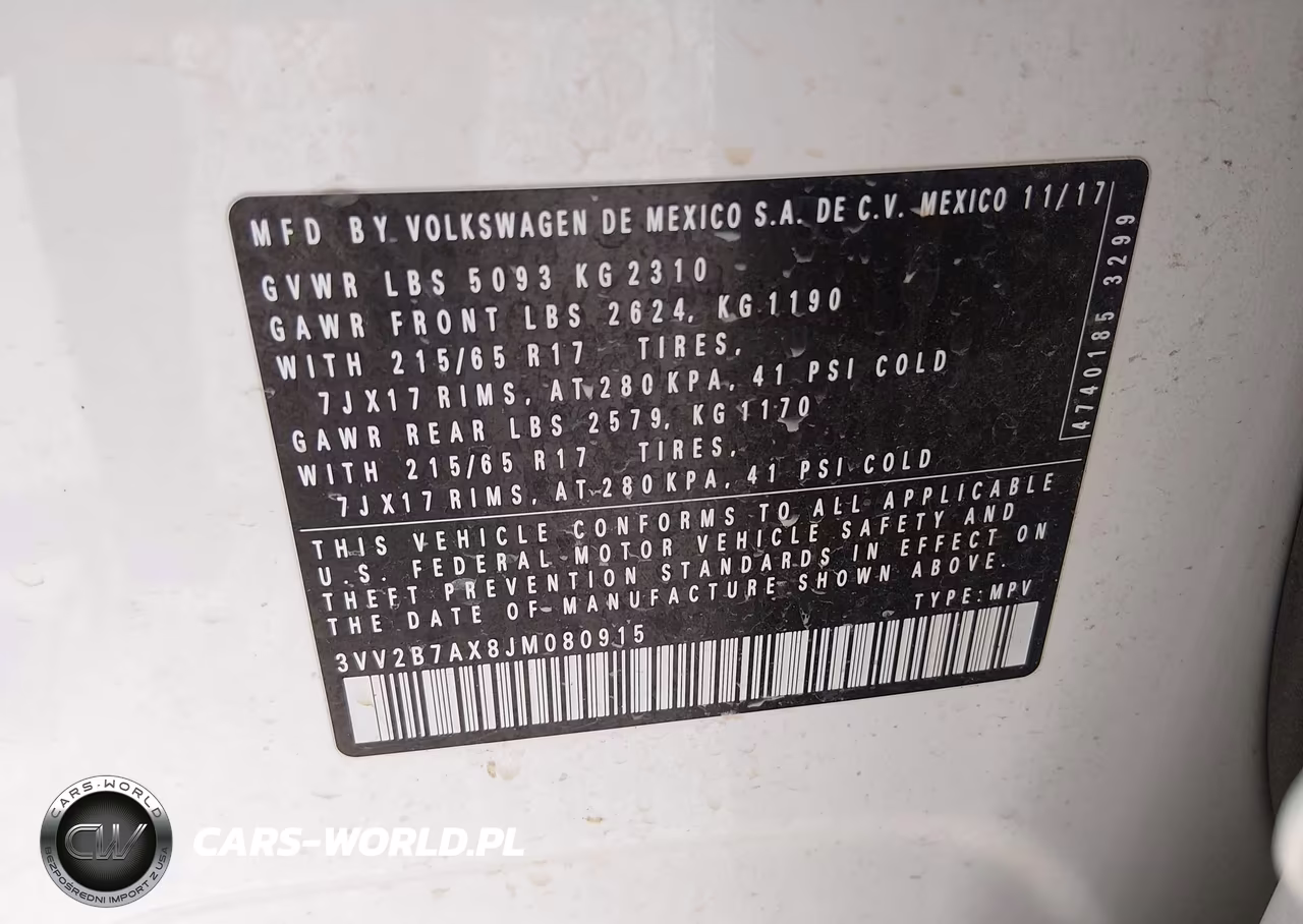 2018 Volkswagen Tiguan 2.0T Se-2.0T Sel VIN:3VV2B7AX8JM080915 - 9