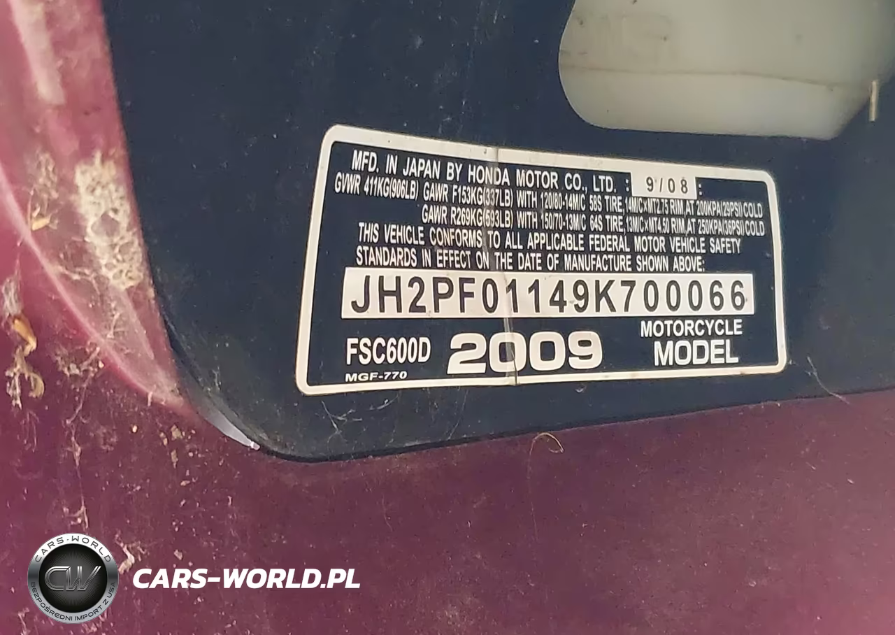 2009 Honda Fsc600 D VIN:JH2PF01149K700066 - 10