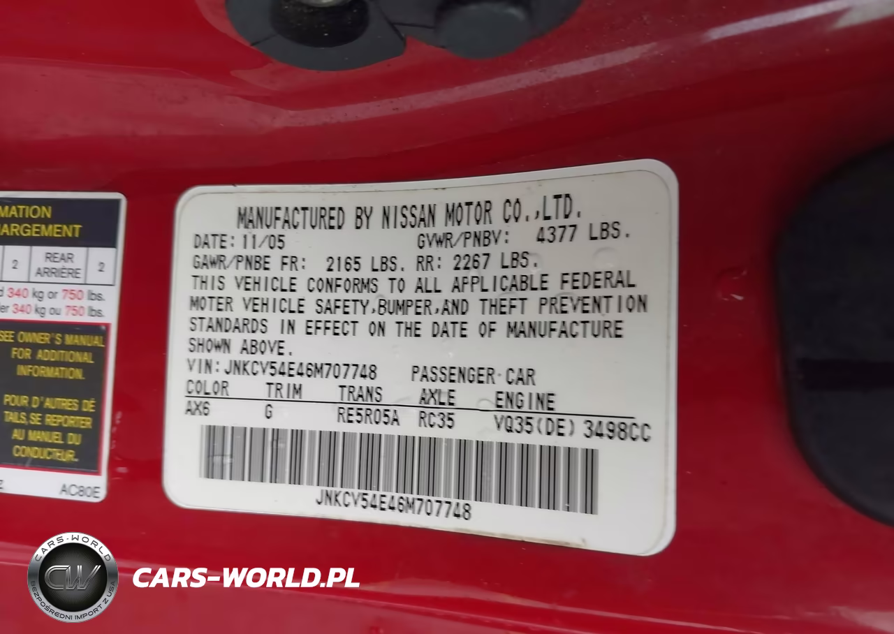2006 Infiniti G35 VIN:JNKCV54E46M707748 - 9