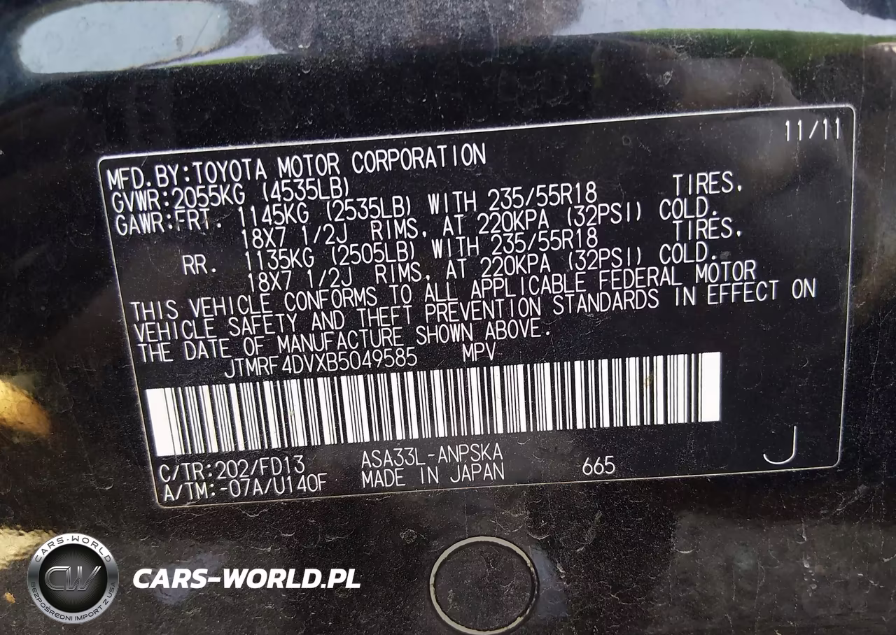 2011 Toyota Rav4 Sport VIN:JTMRF4DVXB5049585 - 9