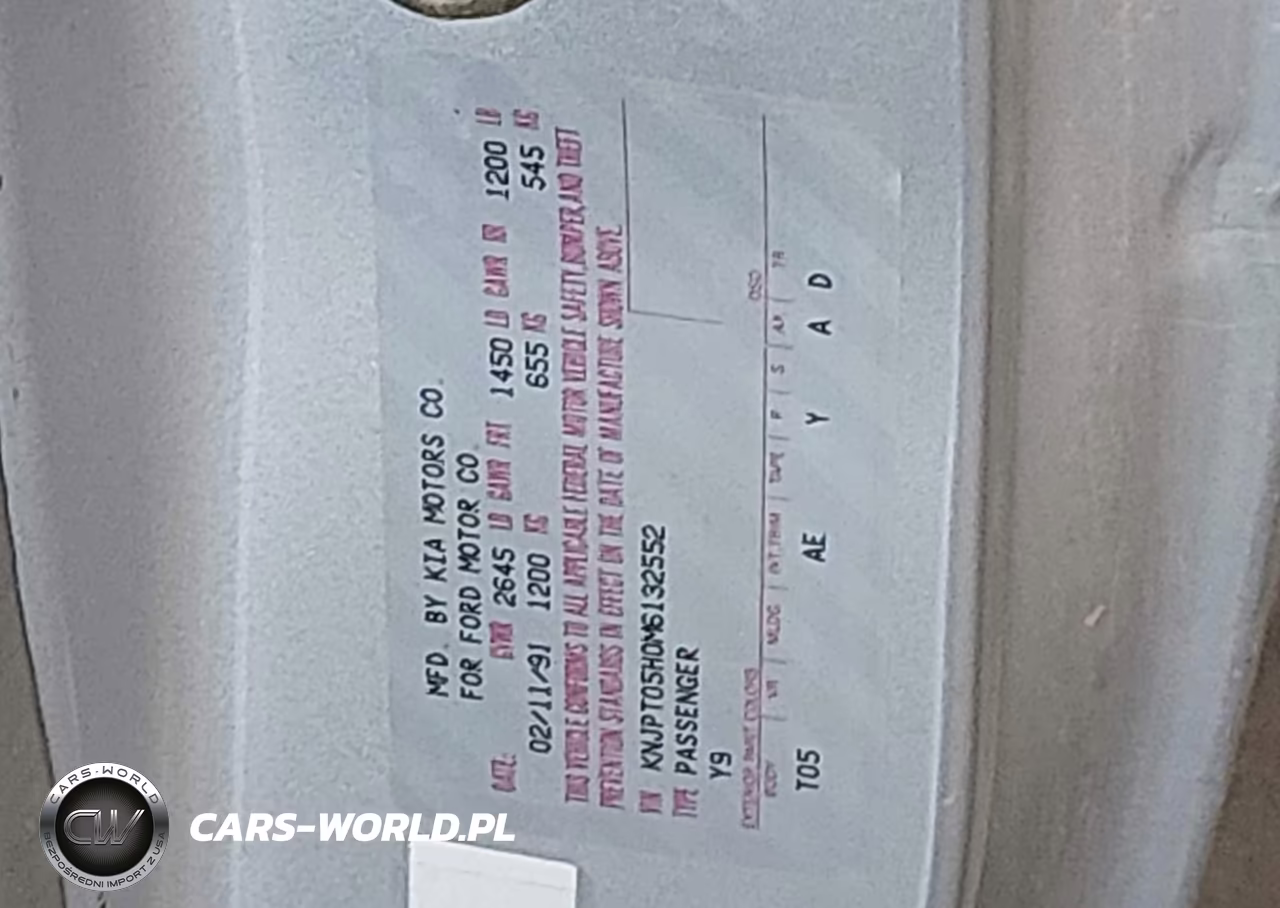 1991 Ford Festiva L VIN:KNJPT05H0M6132552 - 9