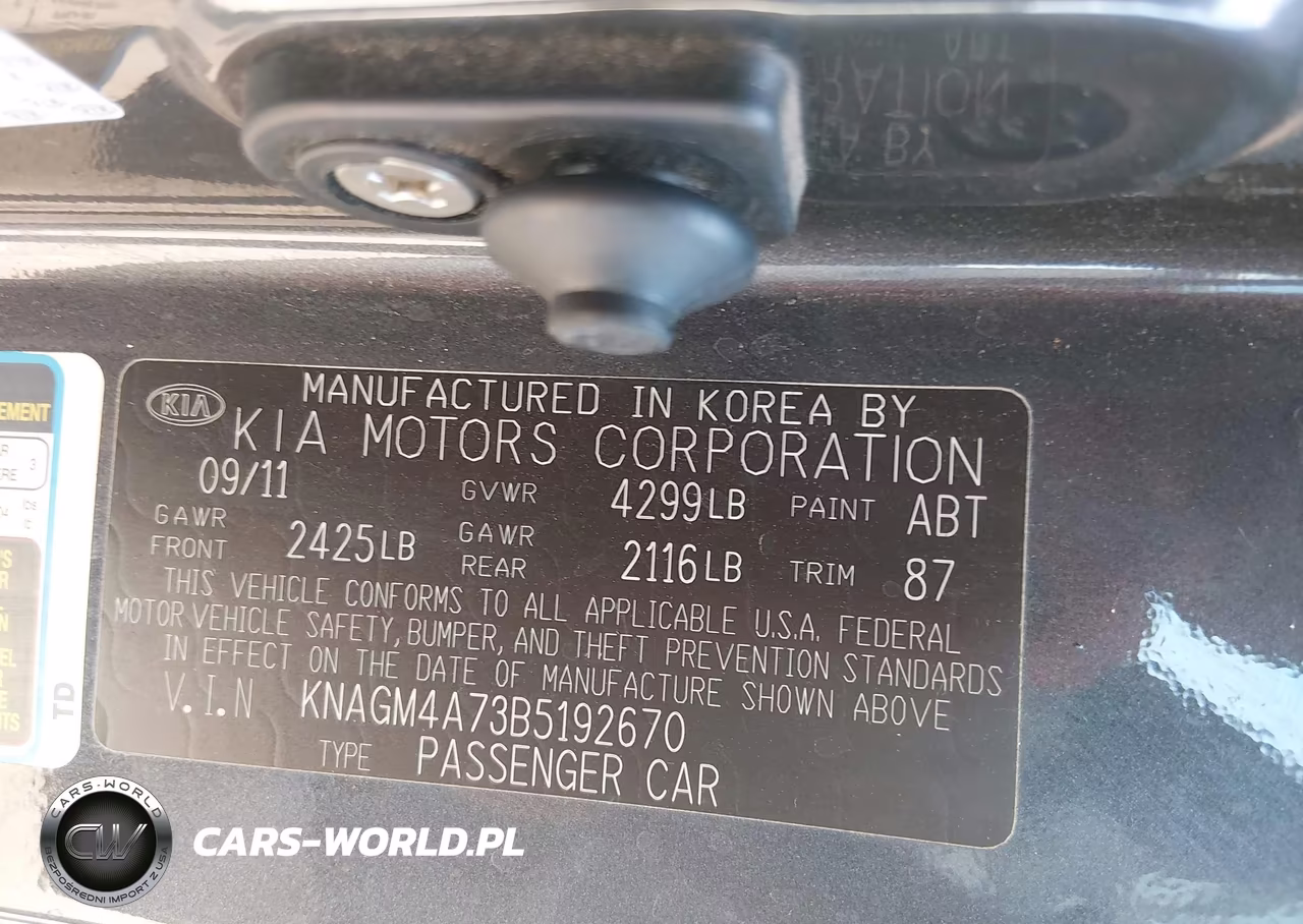 2011 Kia Optima Lx VIN:KNAGM4A73B5192670 - 9