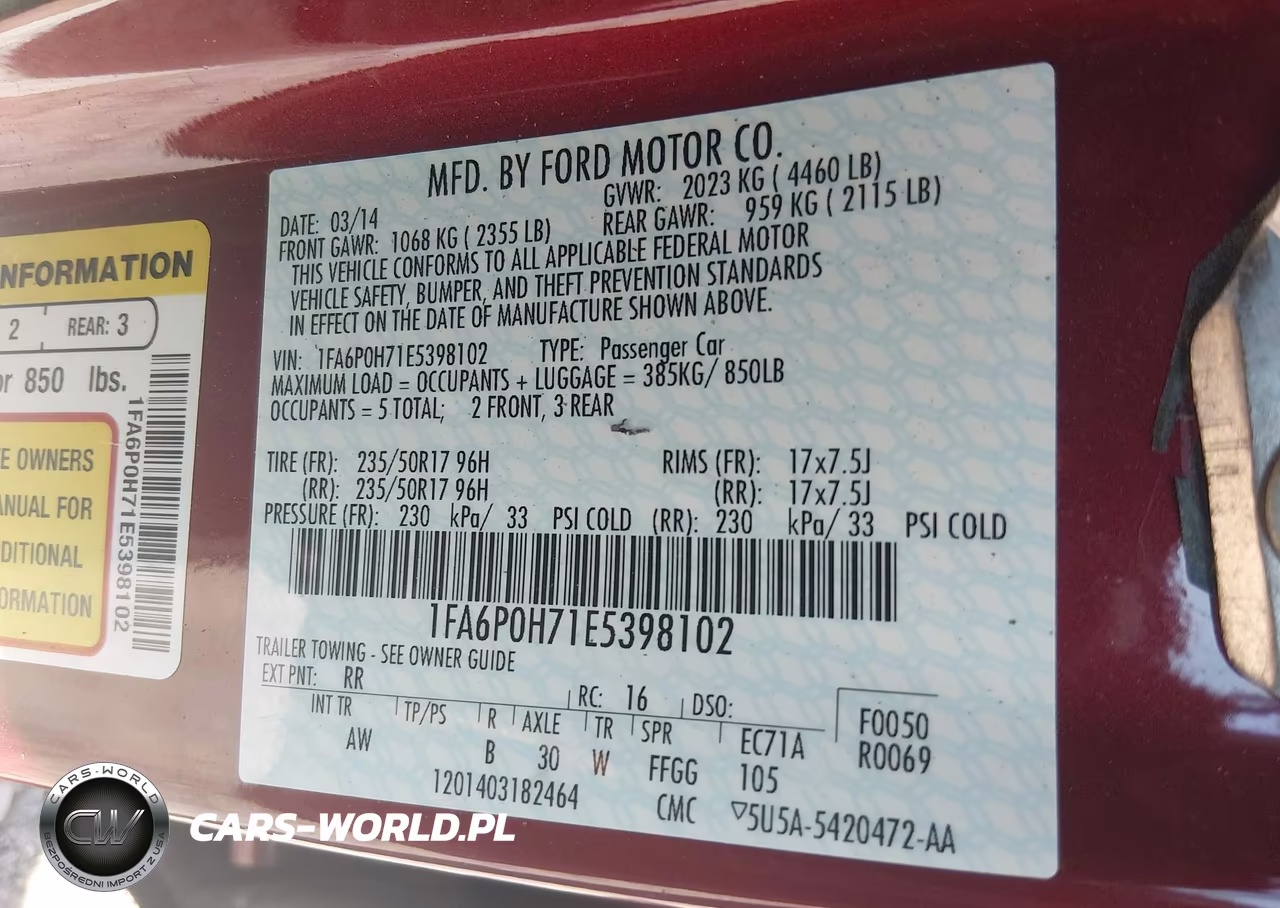 2014 Ford Fusion Se VIN:1FA6P0H71E5398102 - 9