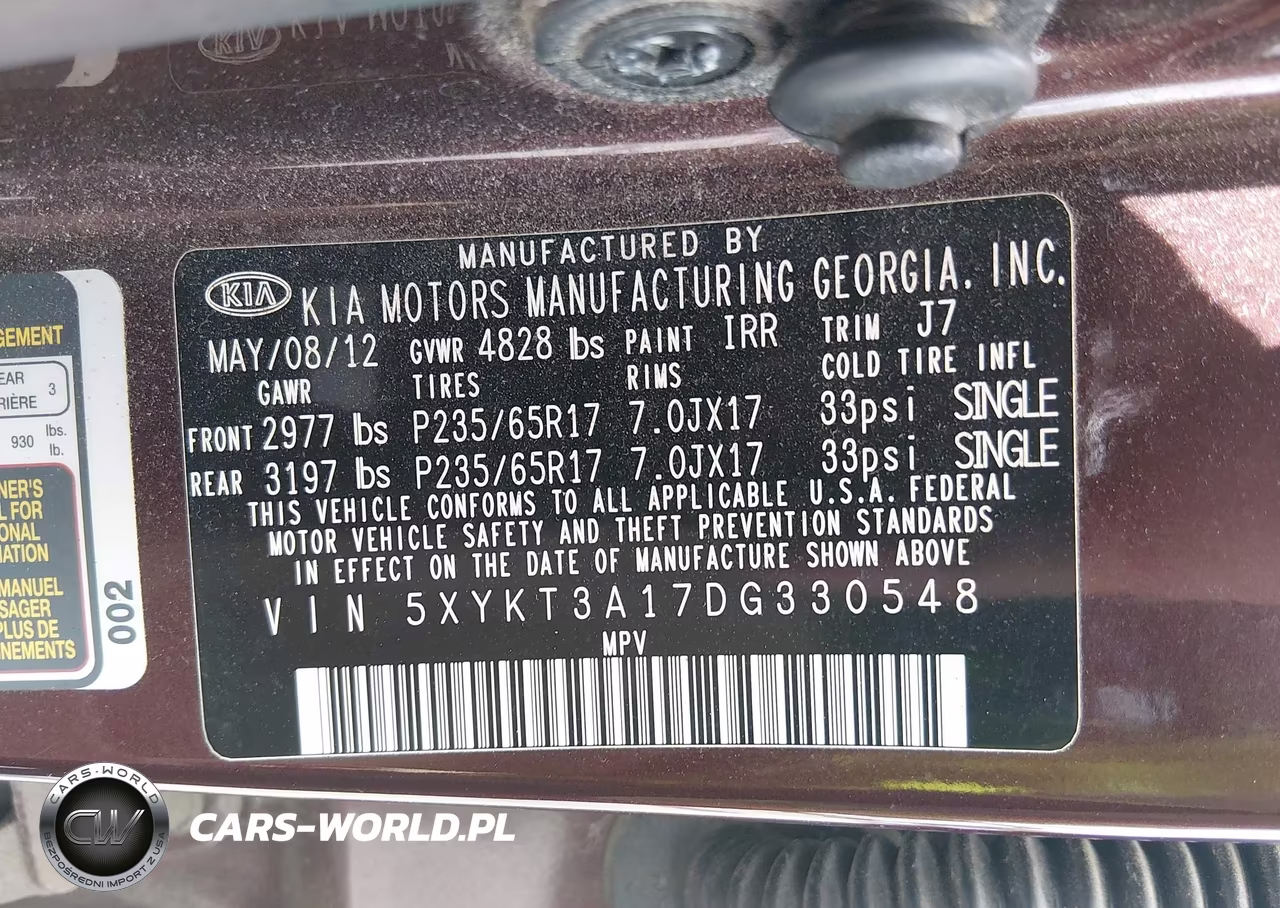 2013 Kia Sorento Lx VIN:5XYKT3A17DG330548 - 9