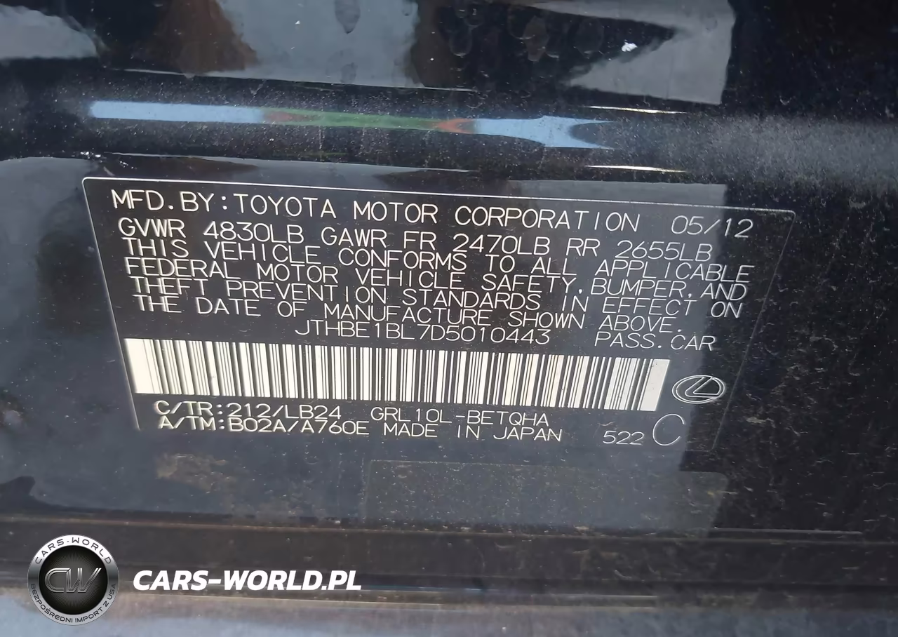 2013 Lexus Gs 350 VIN:JTHBE1BL7D5010443 - 9