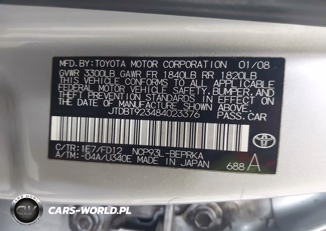 2008 Toyota Yaris VIN:JTDBT923484023376 - 9