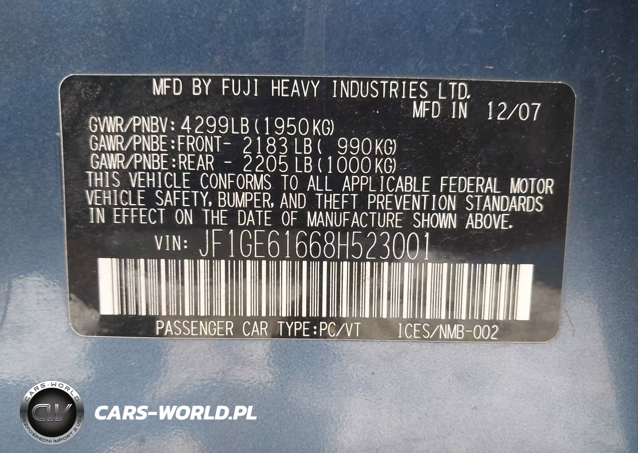 2008 Subaru Impreza 2.5I VIN:JF1GE61668H523001 - 9