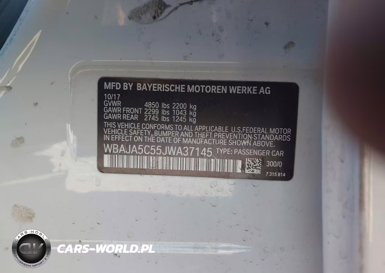2018 BMW 530I VIN:WBAJA5C55JWA37145 - 9