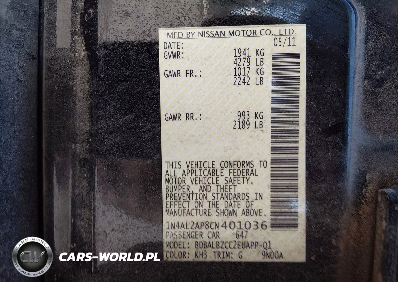 2012 Nissan Altima 2.5 S VIN:1N4AL2AP8CN401036 - 9