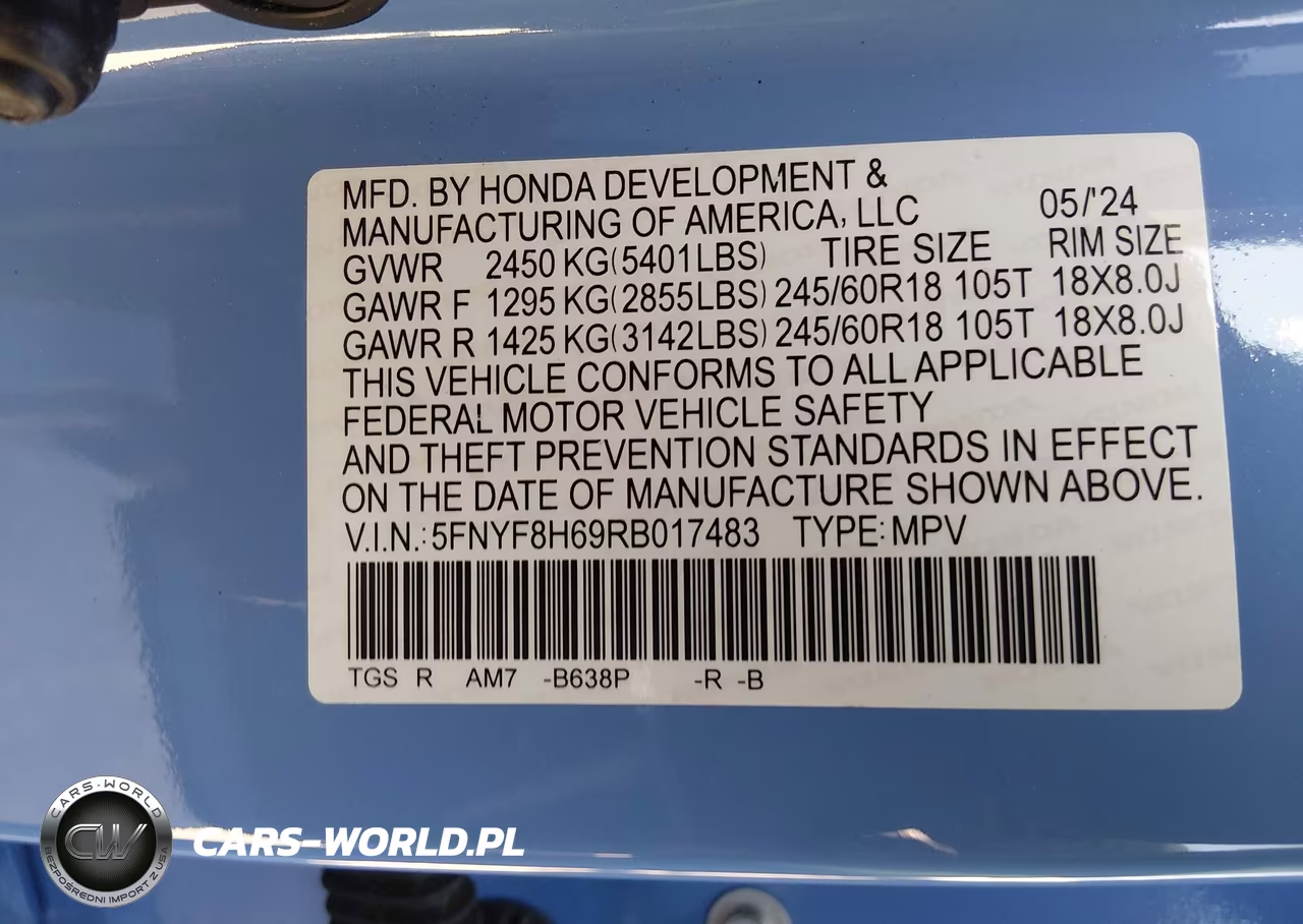2024 Honda Passport Awd Trailsport VIN:5FNYF8H69RB017483 - 9