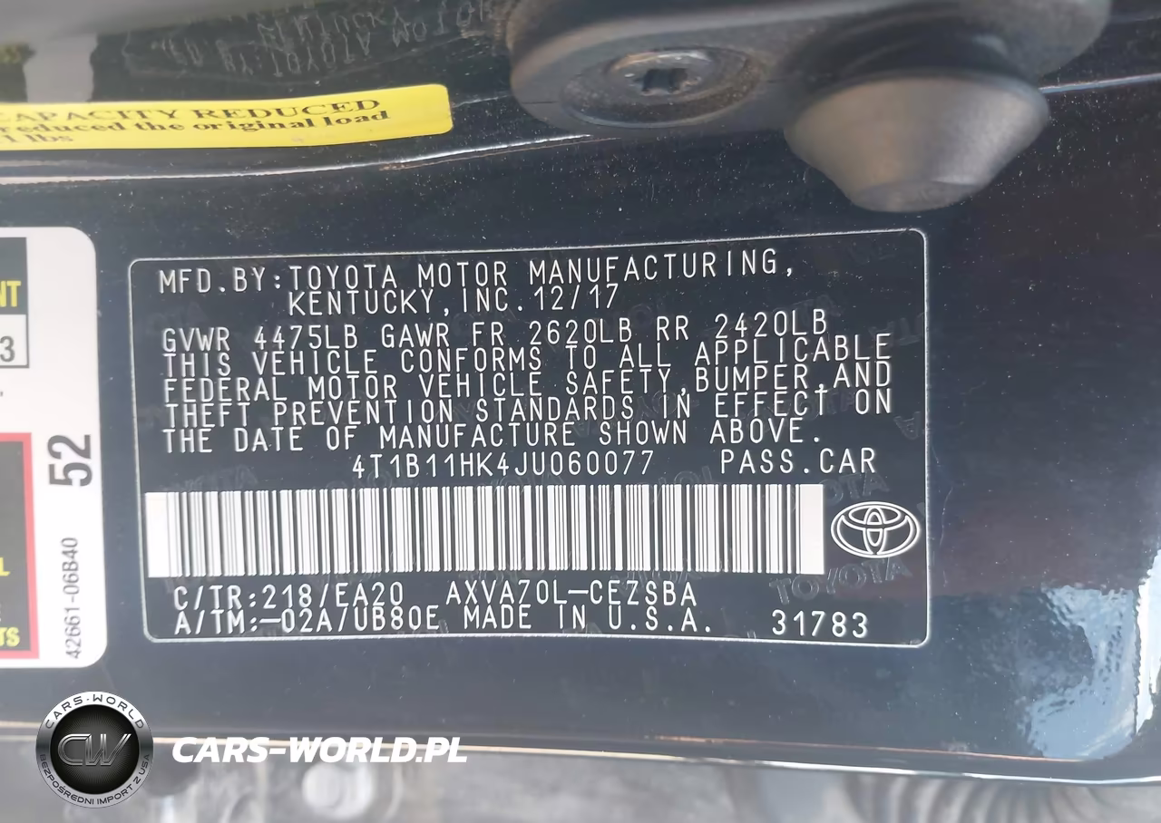 2018 Toyota Camry Se VIN:4T1B11HK4JU060077 - 9