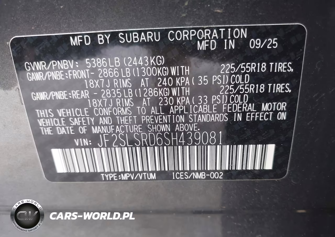 2025 Subaru Forester Limited Hybrid VIN:JF2SLSRD6SH439081 - 9