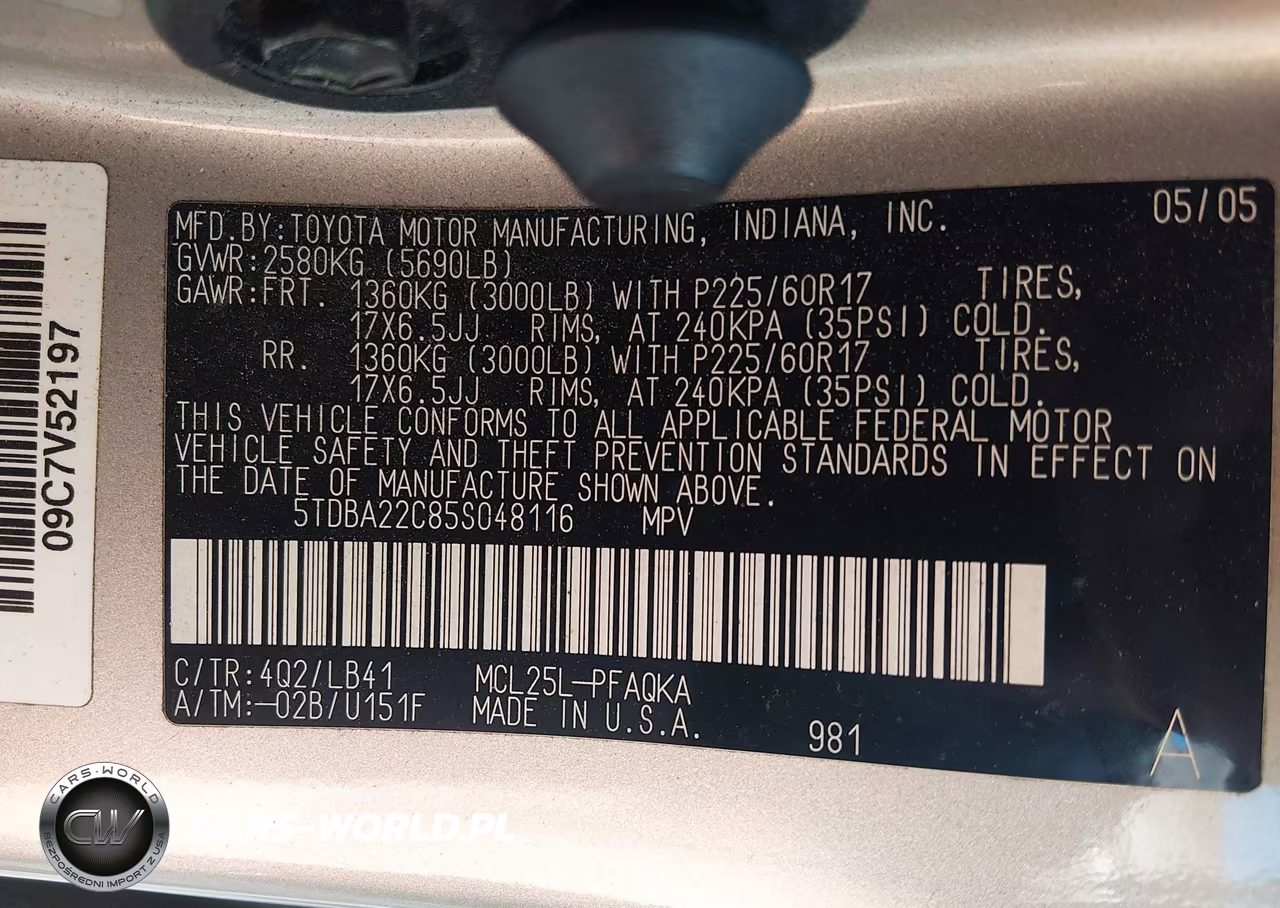 2005 Toyota Sienna Xle Limited VIN:5TDBA22C85S048116 - 9