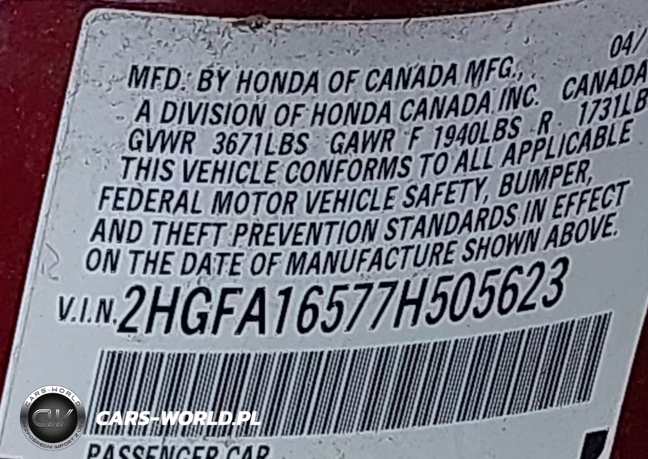 2007 Honda Civic Lx VIN:2HGFA16577H505623 - 9