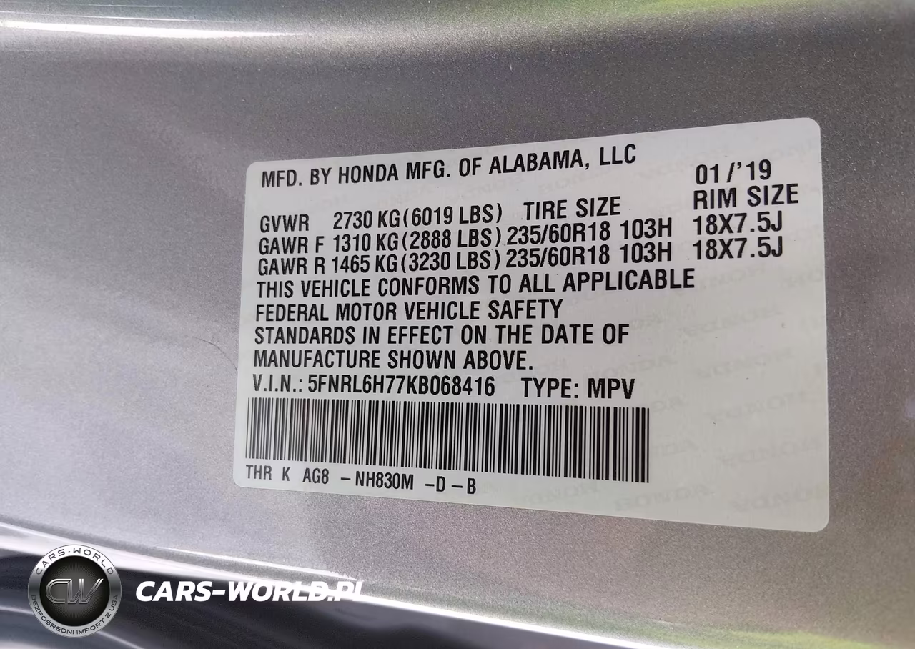 2019 Honda Odyssey Ex-L VIN:5FNRL6H77KB068416 - 9