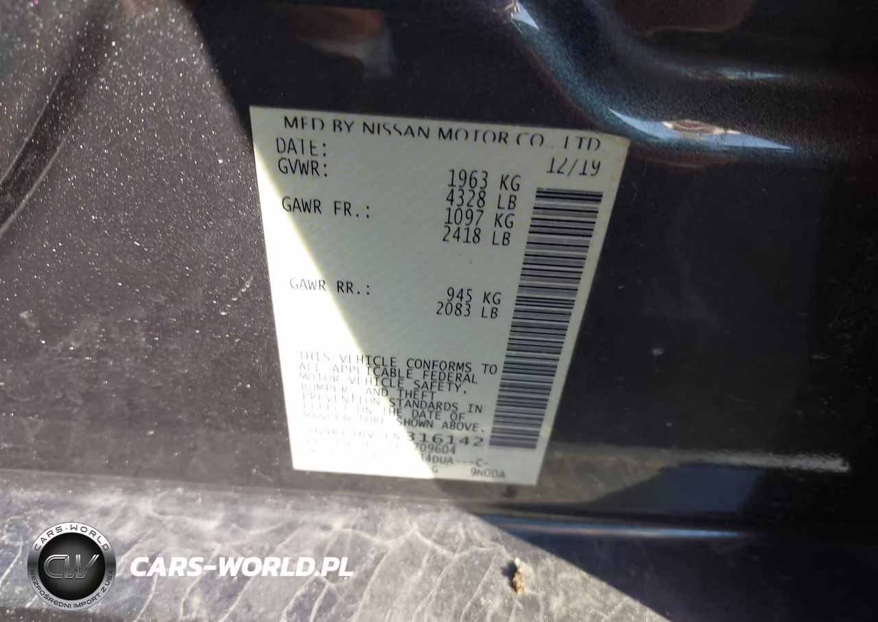 2020 Nissan Altima S Fwd VIN:1N4BL4BV2LN316142 - 9