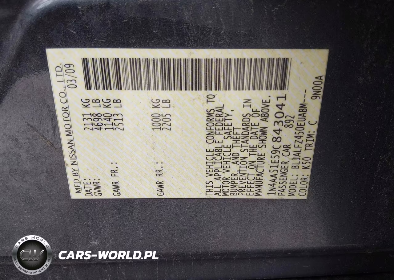 2009 Nissan Maxima 3.5 Sv VIN:1N4AA51E59C843041 - 9
