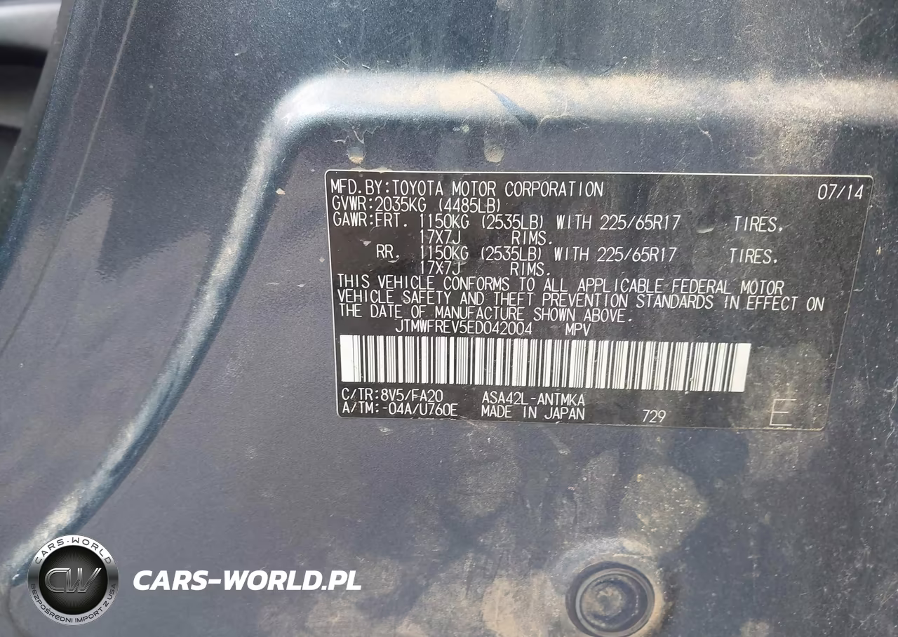 2014 Toyota Rav4 Xle VIN:JTMWFREV5ED042004 - 9