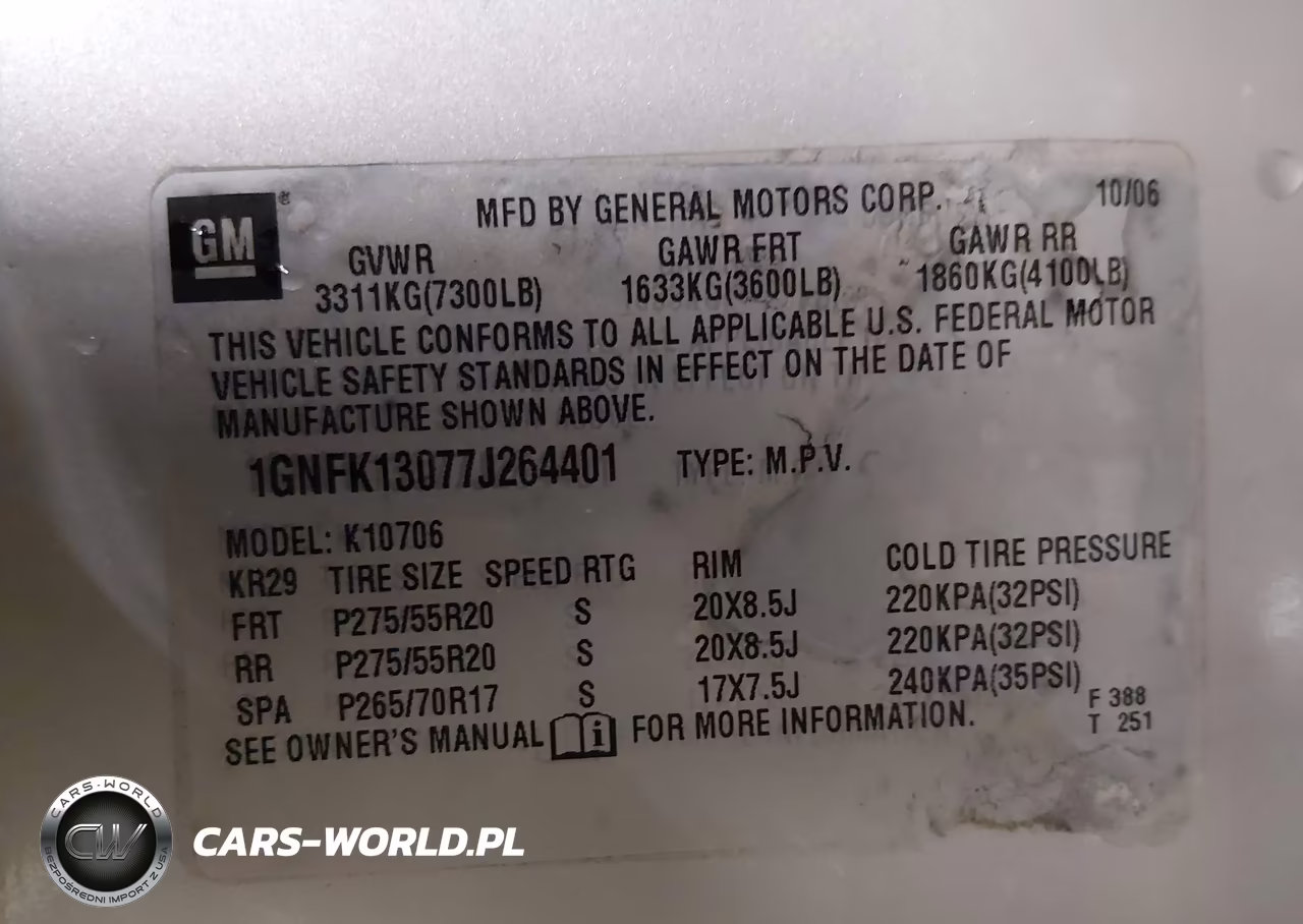 2007 Chevrolet Tahoe Lt VIN:1GNFK13077J264401 - 9