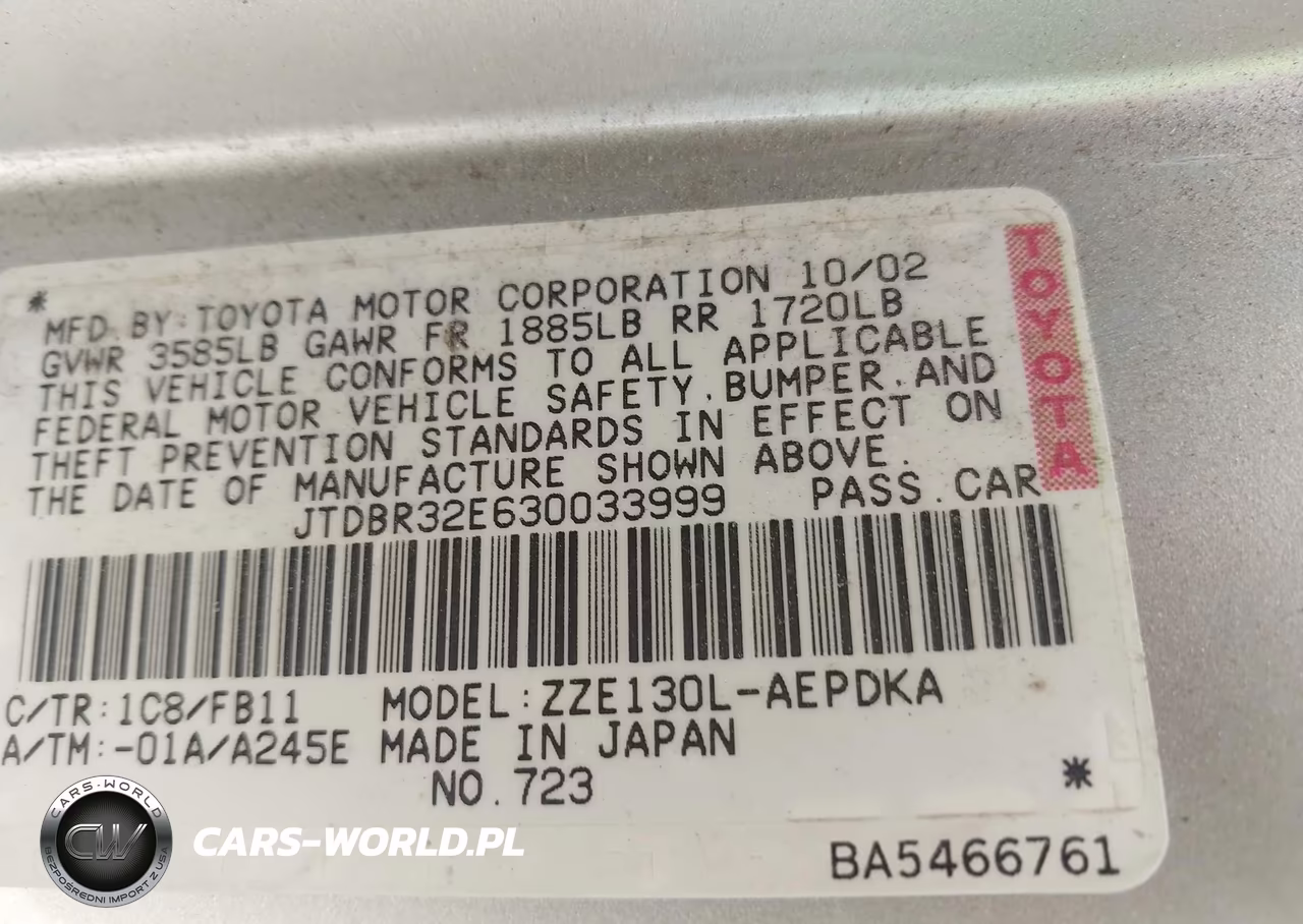 2003 Toyota Corolla Ce VIN:JTDBR32E630033999 - 9