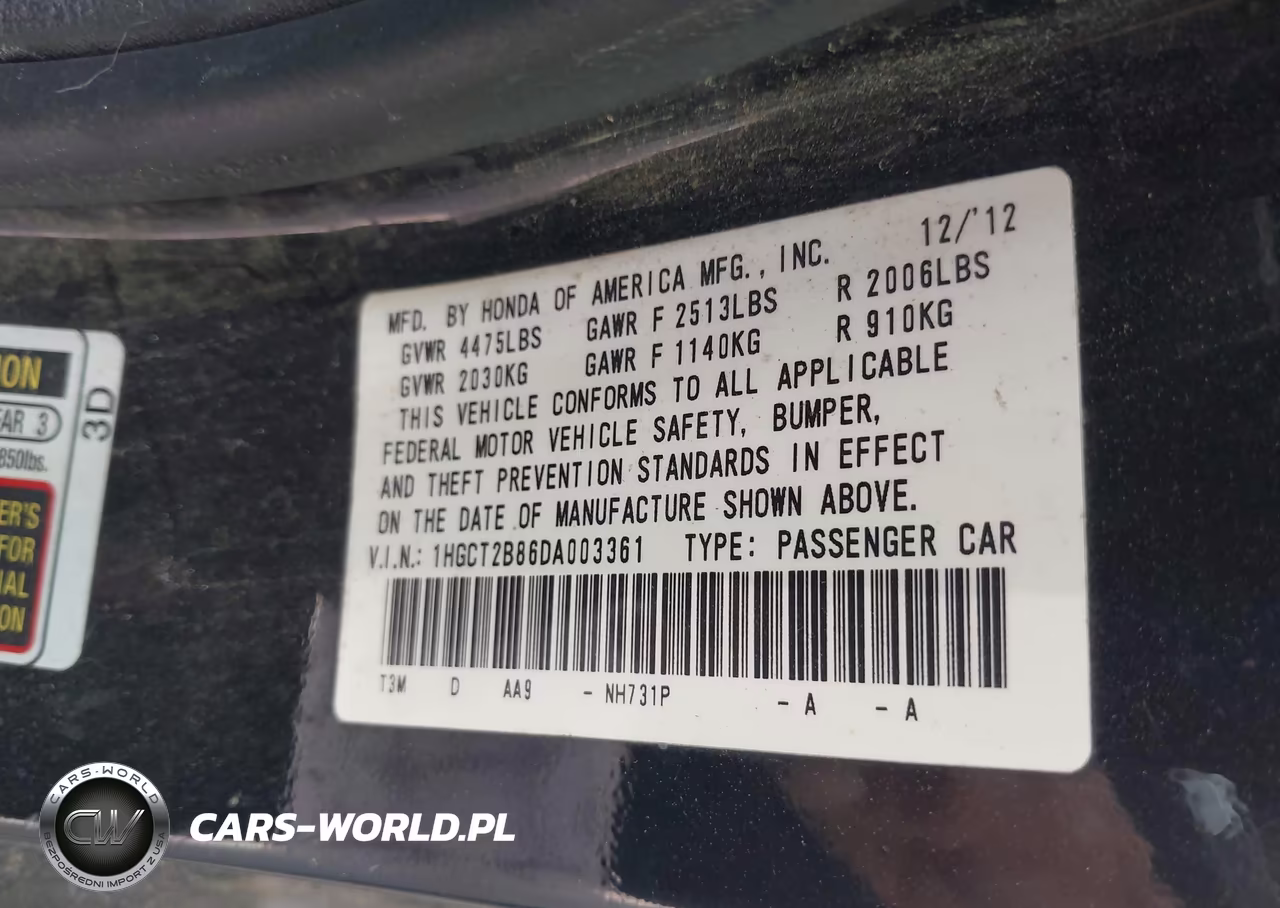 2013 Honda Accord Ex-L V-6 VIN:1HGCT2B86DA003361 - 9