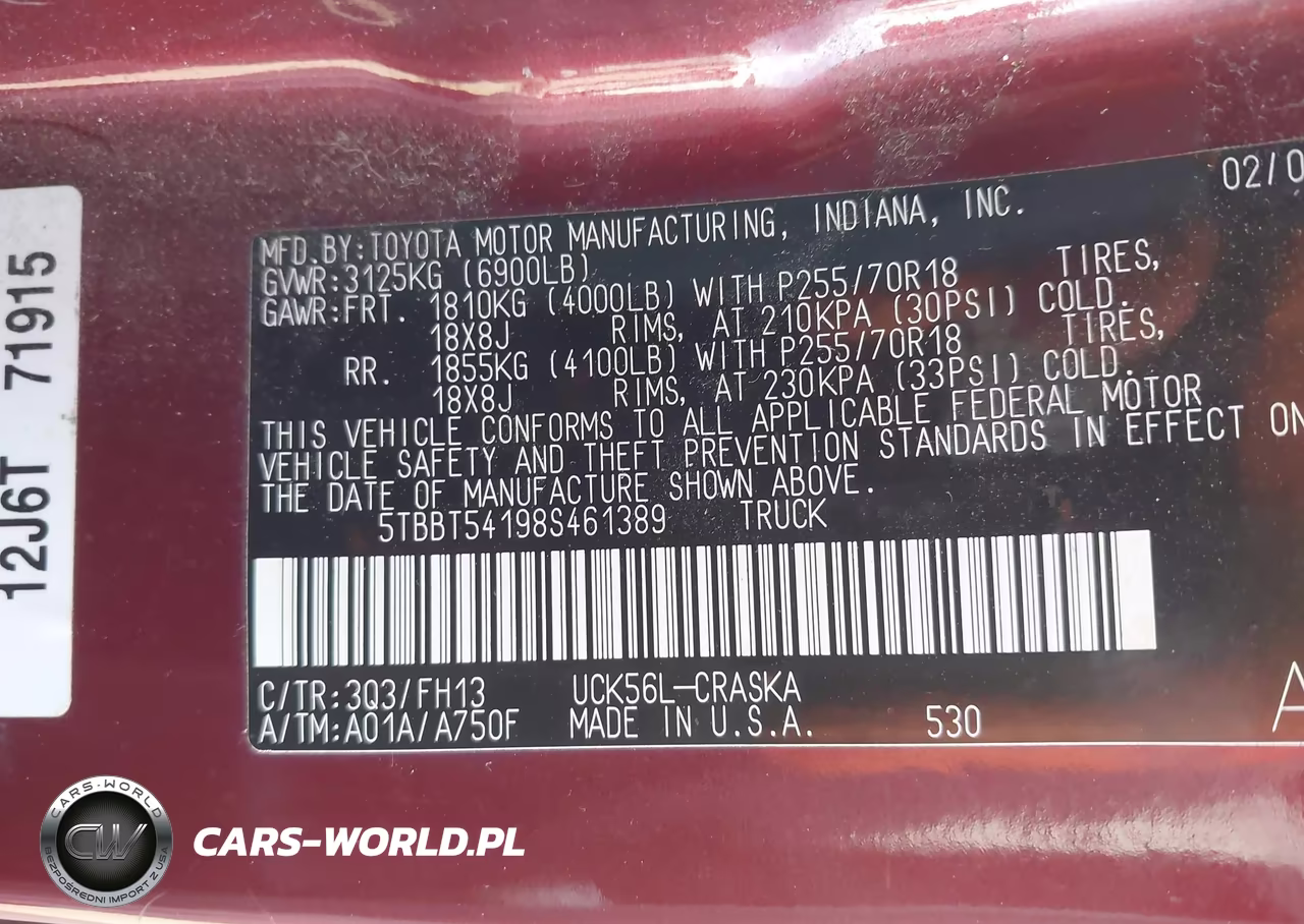 2008 Toyota Tundra Base 4.7L V8 VIN:5TBBT54198S461389 - 9