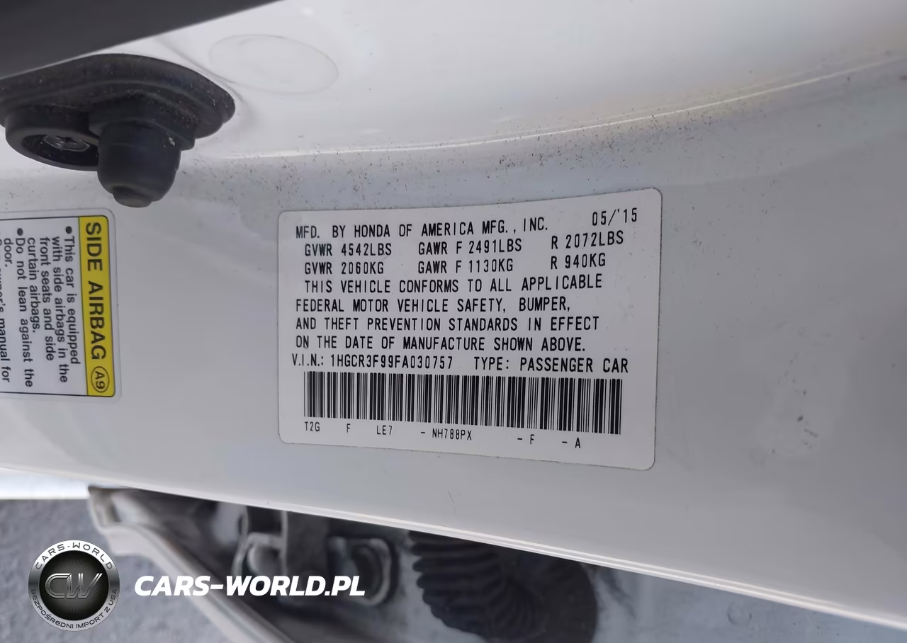 2015 Honda Accord Touring VIN:1HGCR3F99FA030757 - 9