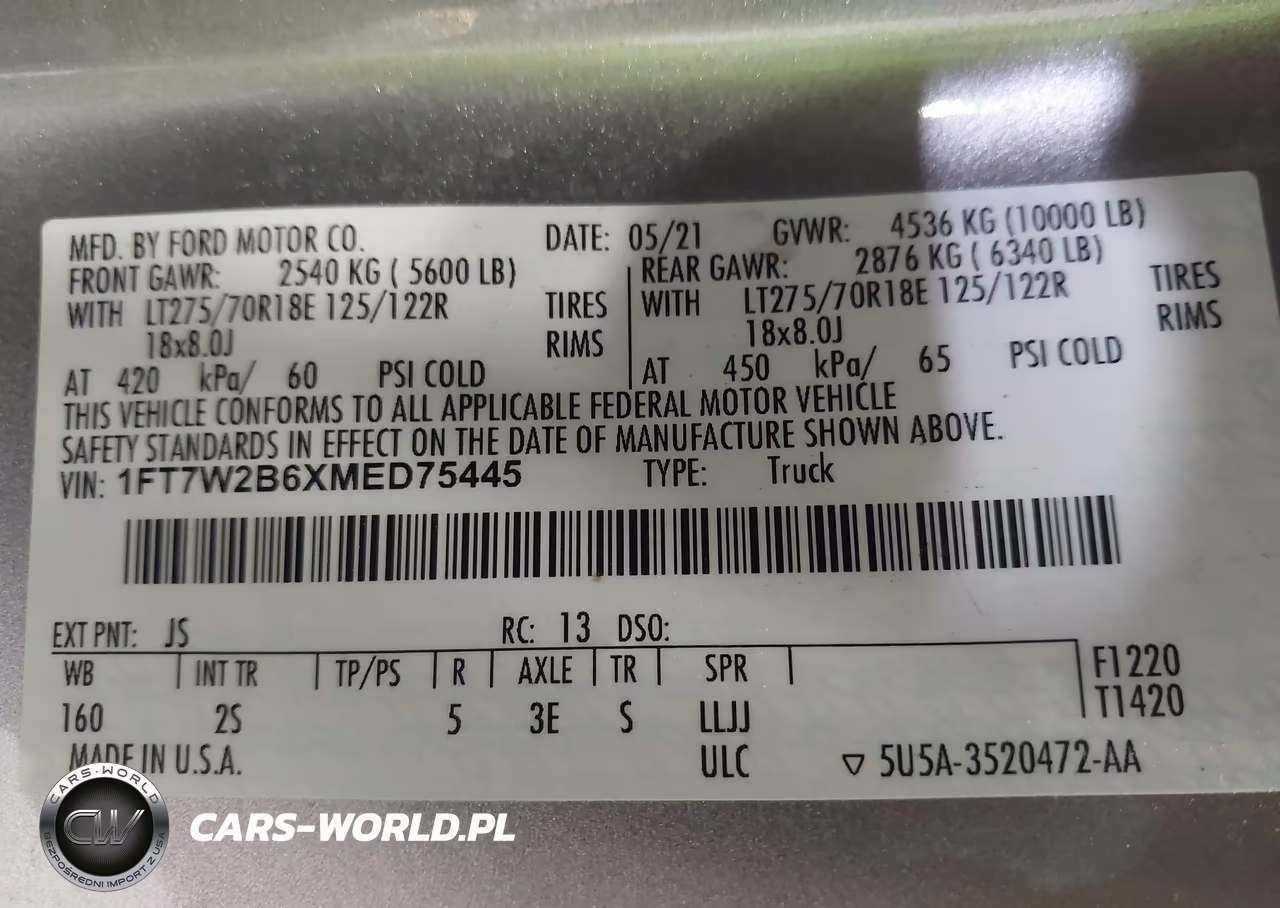2021 Ford F-250 Xlt VIN:1FT7W2B6XMED75445 - 9