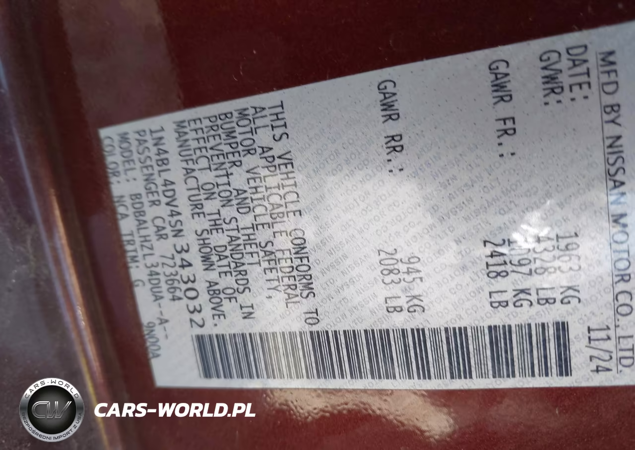 2025 Nissan Altima Sv Fwd VIN:1N4BL4DV4SN343032 - 9