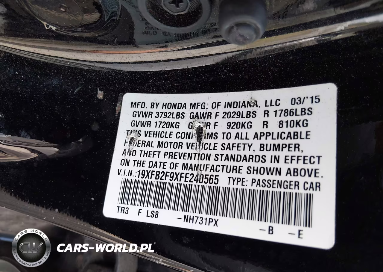 2015 Honda Civic Ex-L VIN:19XFB2F9XFE240565 - 9