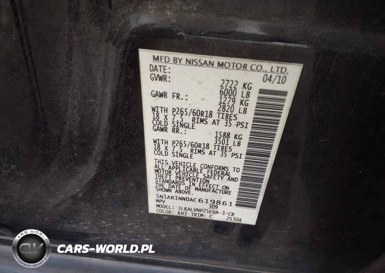 2010 Nissan Pathfinder Le VIN:5N1AR1NN0AC619861 - 9