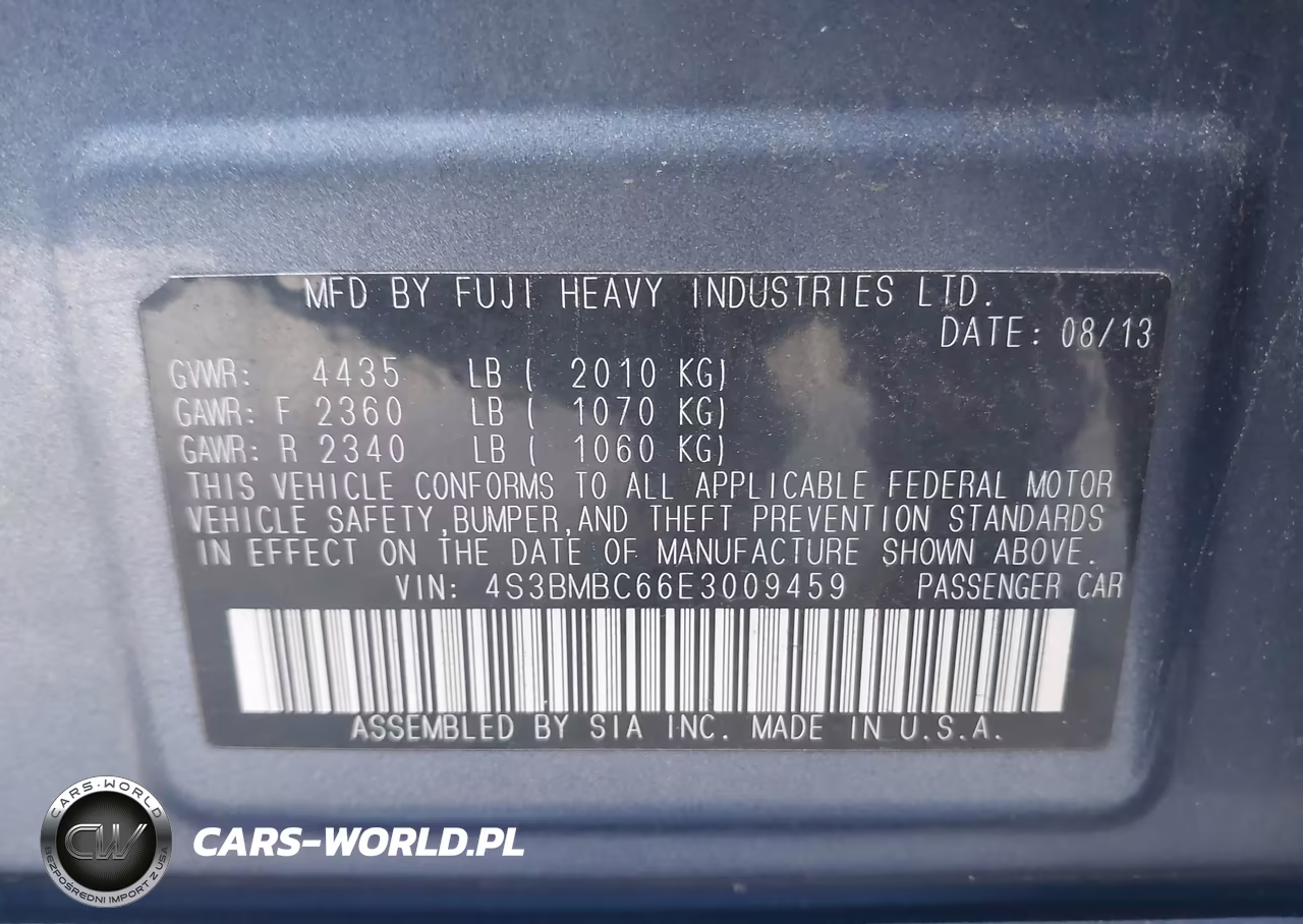 2014 Subaru Legacy 2.5I Premium VIN:4S3BMBC66E3009459 - 9