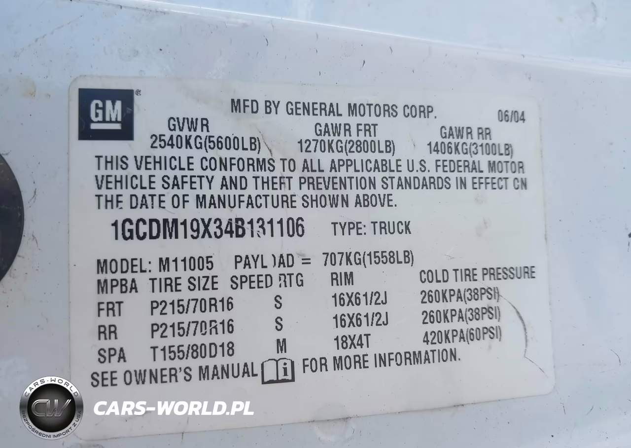 2004 Chevrolet Astro VIN:1GCDM19X34B131106 - 9