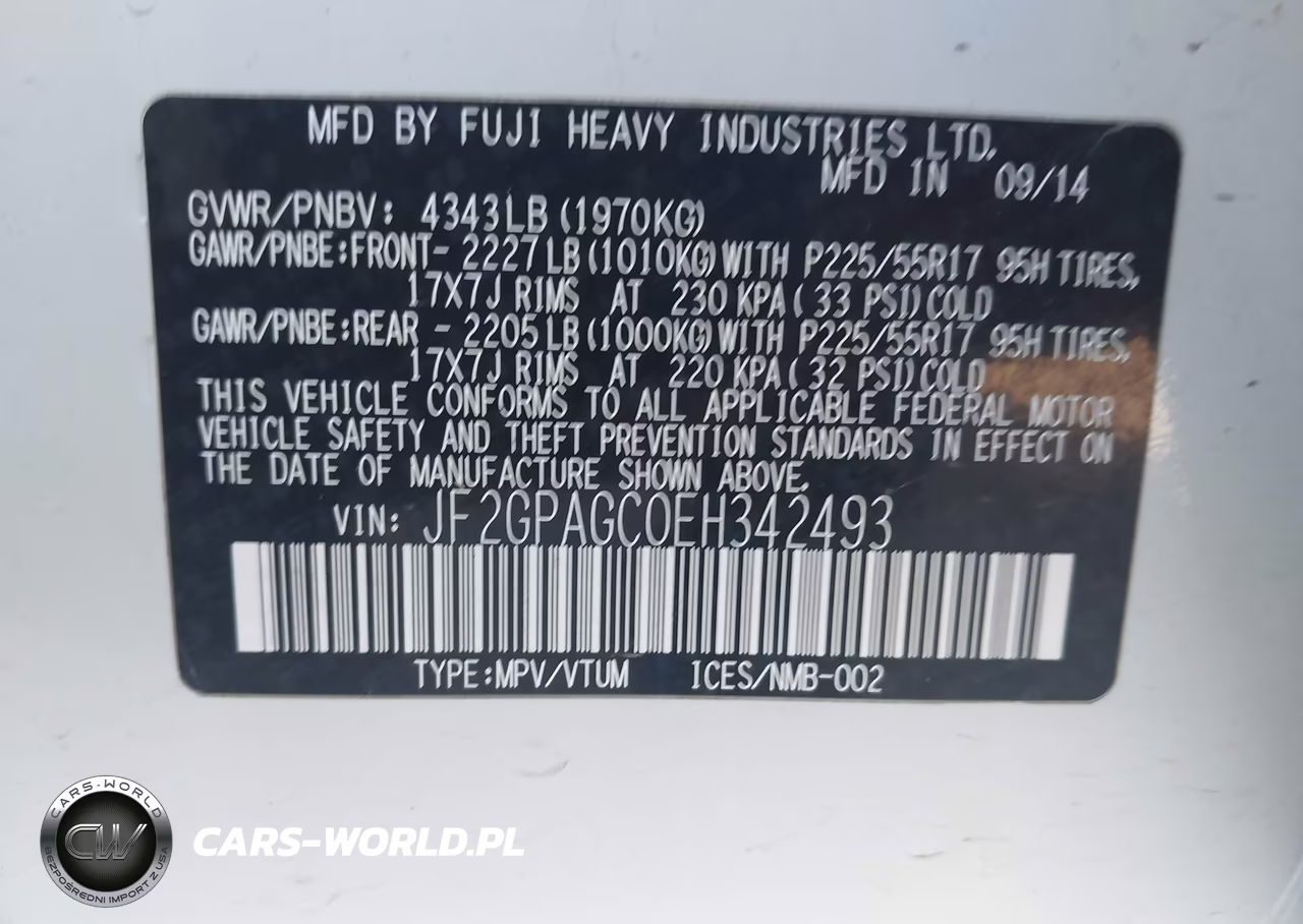 2014 Subaru Xv Crosstrek 2.0I Limited VIN:JF2GPAGC0EH342493 - 9