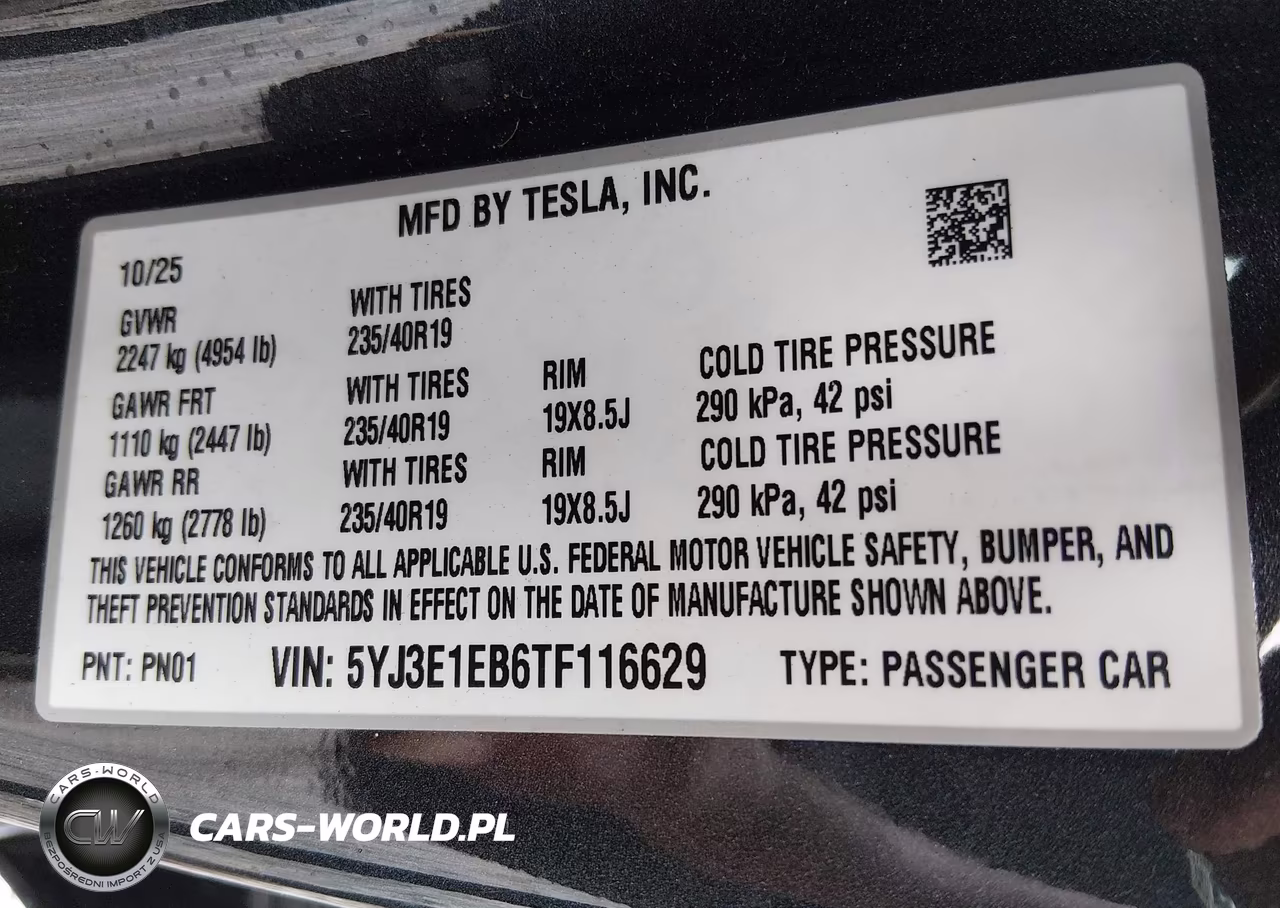 2026 Tesla Model 3 Premium All-Wheel Drive VIN:5YJ3E1EB6TF116629 - 9